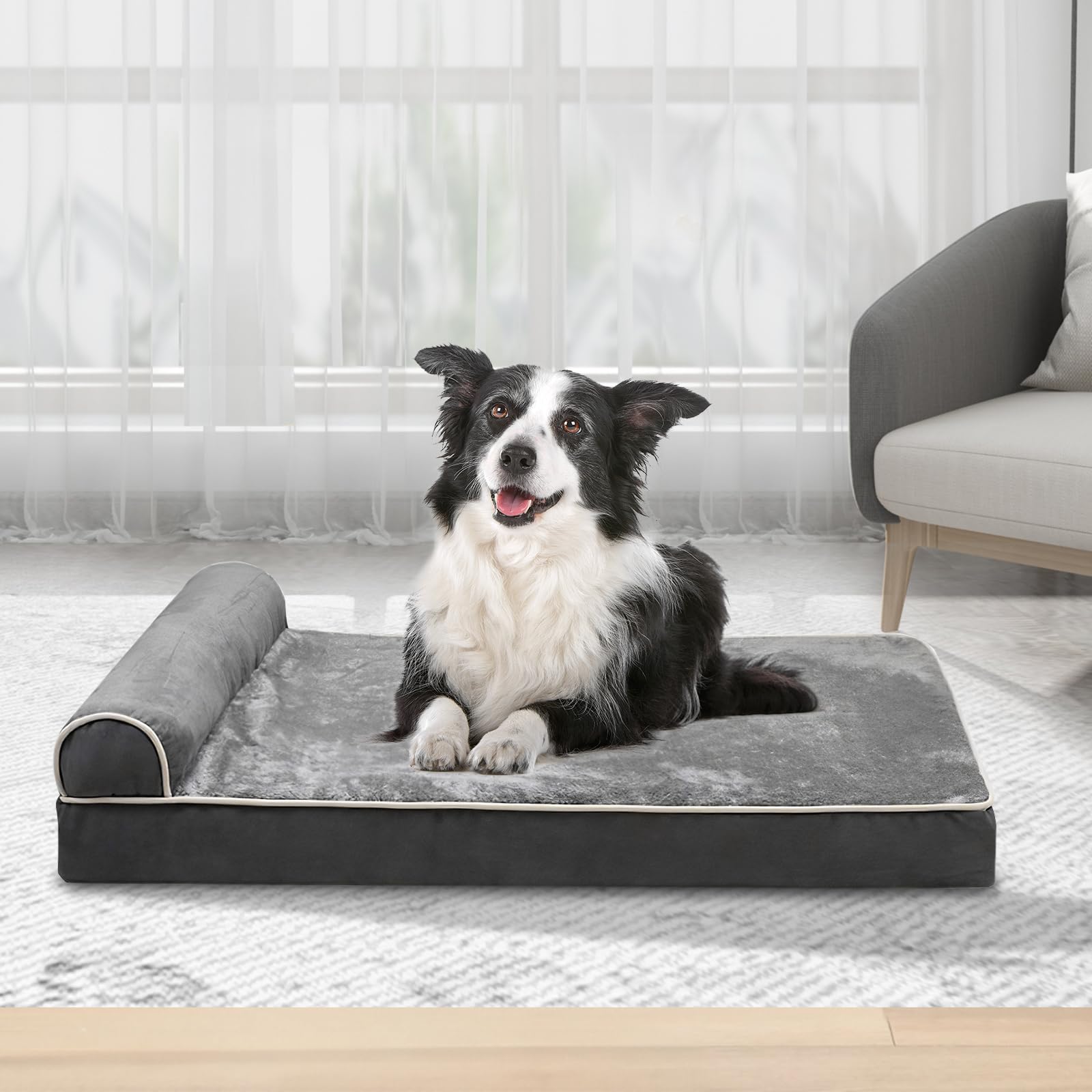 Cama Ortopédica para Perros Grande,100cm*60cm,Cama para Perro con Espuma Viscoelástica de Recuperación Lenta y Funda extraíble y Suave Piel sintética,Fondo Antideslizante