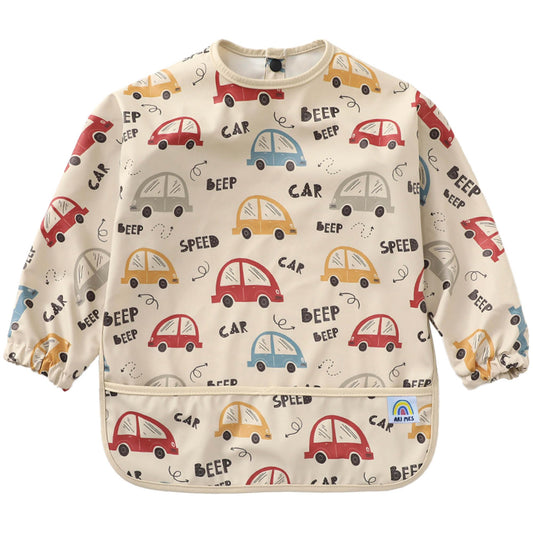 Babero de Manga Larga Impermeable ARI MES Coches para Bebé Niño o Niña