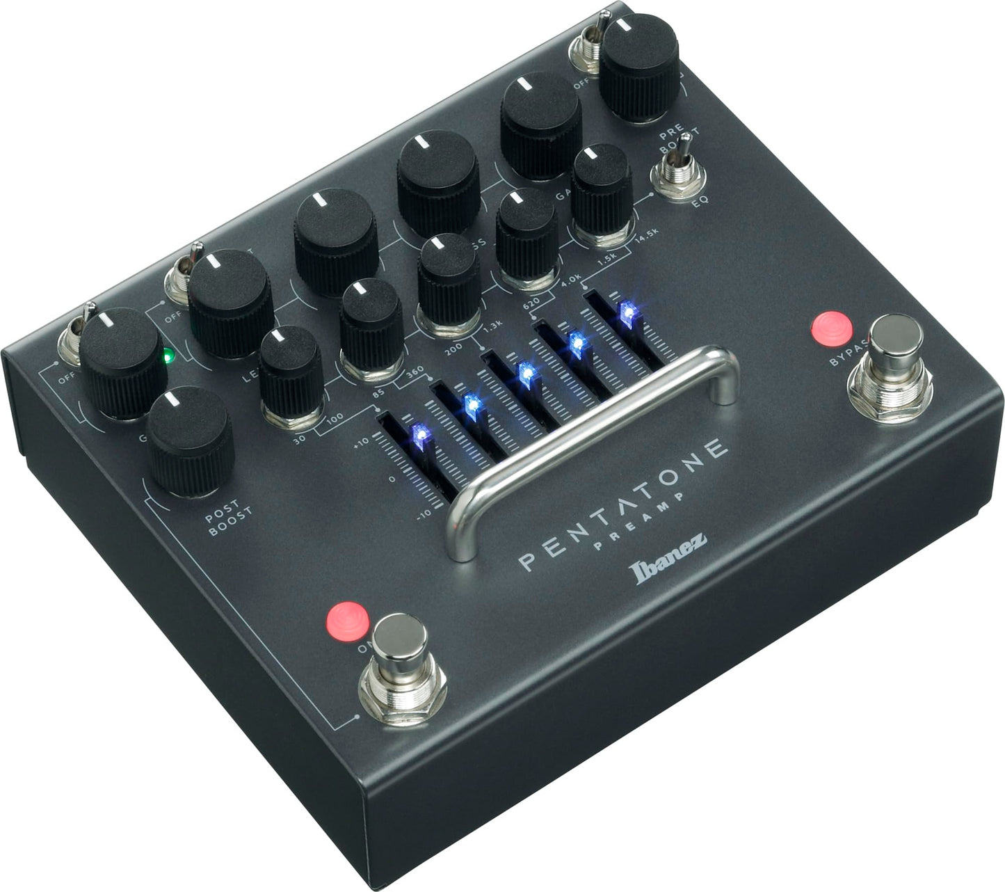 IBANEZ PTPRE Preamp de Guitarra Clásico Negro con 5 Bandas Paramétricas EQ y Post Boost