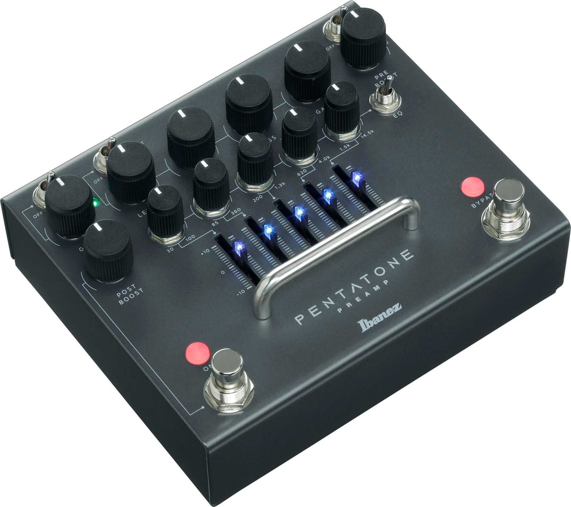 IBANEZ PTPRE Preamp de Guitarra Clásico Negro con 5 Bandas Paramétricas EQ y Post Boost
