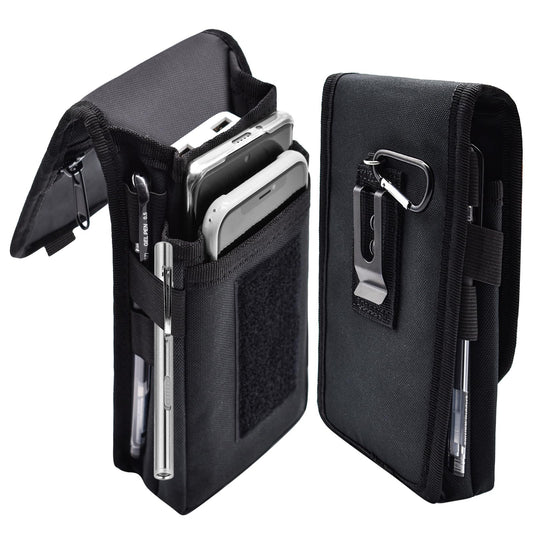KATOLK Funda para teléfono con cinturón, soporte grande para smartphone, funda táctica multiusos para teléfono móvil, soporte para teléfono móvil para trabajo, senderismo, camping, barbacoa, rescate （Negro）