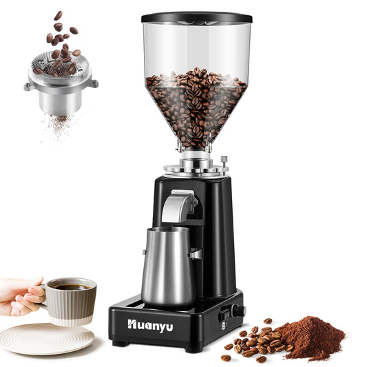 Huanyu molinillo de café eléctrico ajustable molino de fresa plana con 19 ajustes de molienda precisa 35OZ 36Cups de café de grano de la máquina de molienda de actualización automática de punto de acción para Espresso Francés Prensa turco
