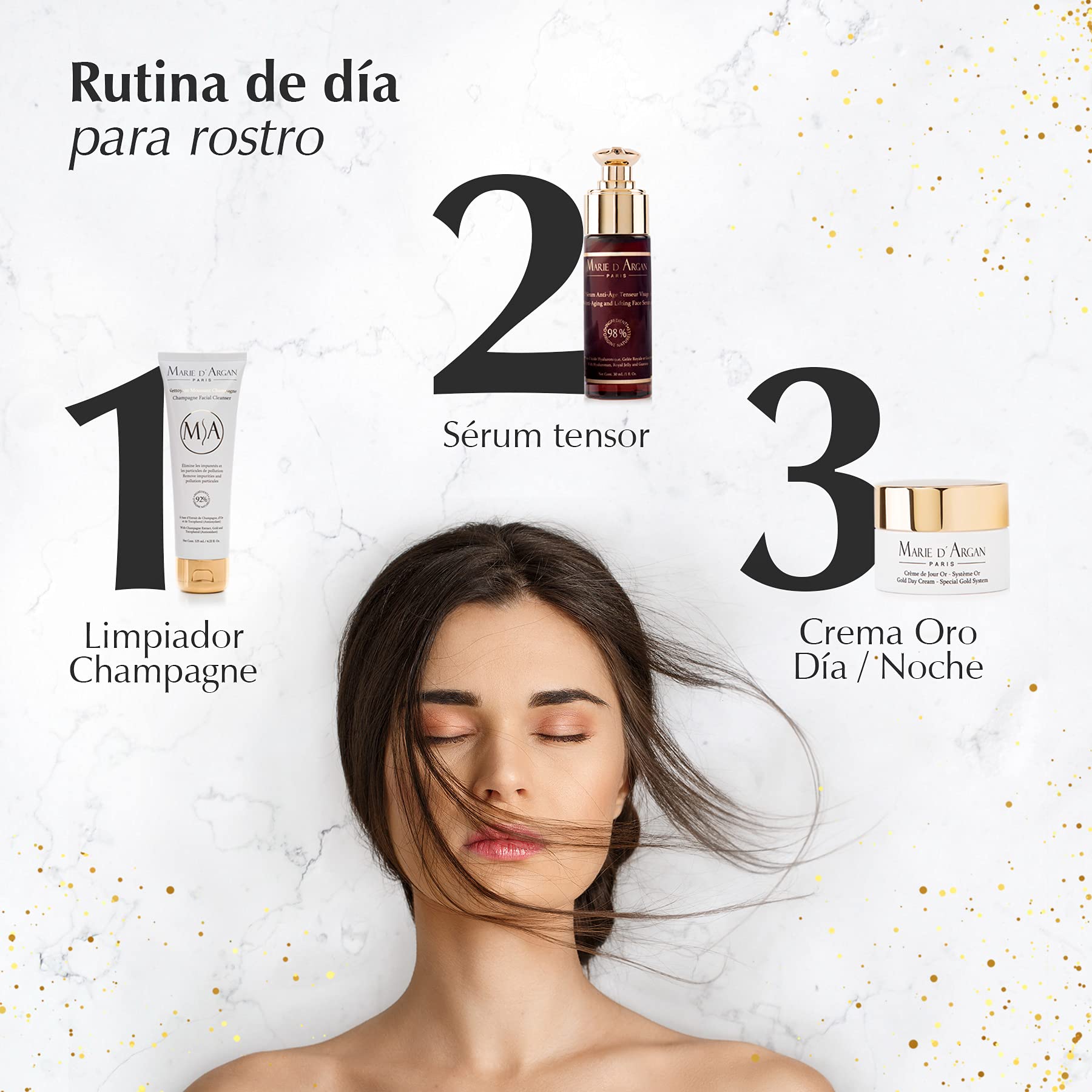 Sérum Tensor Antiedad para Rostro Marie d'Argan, con Jalea Real y Ácido Hialurónico, Antiedad, Antiarrugas, Reafirmante, Textura Ligera, Todo Tipo de Piel