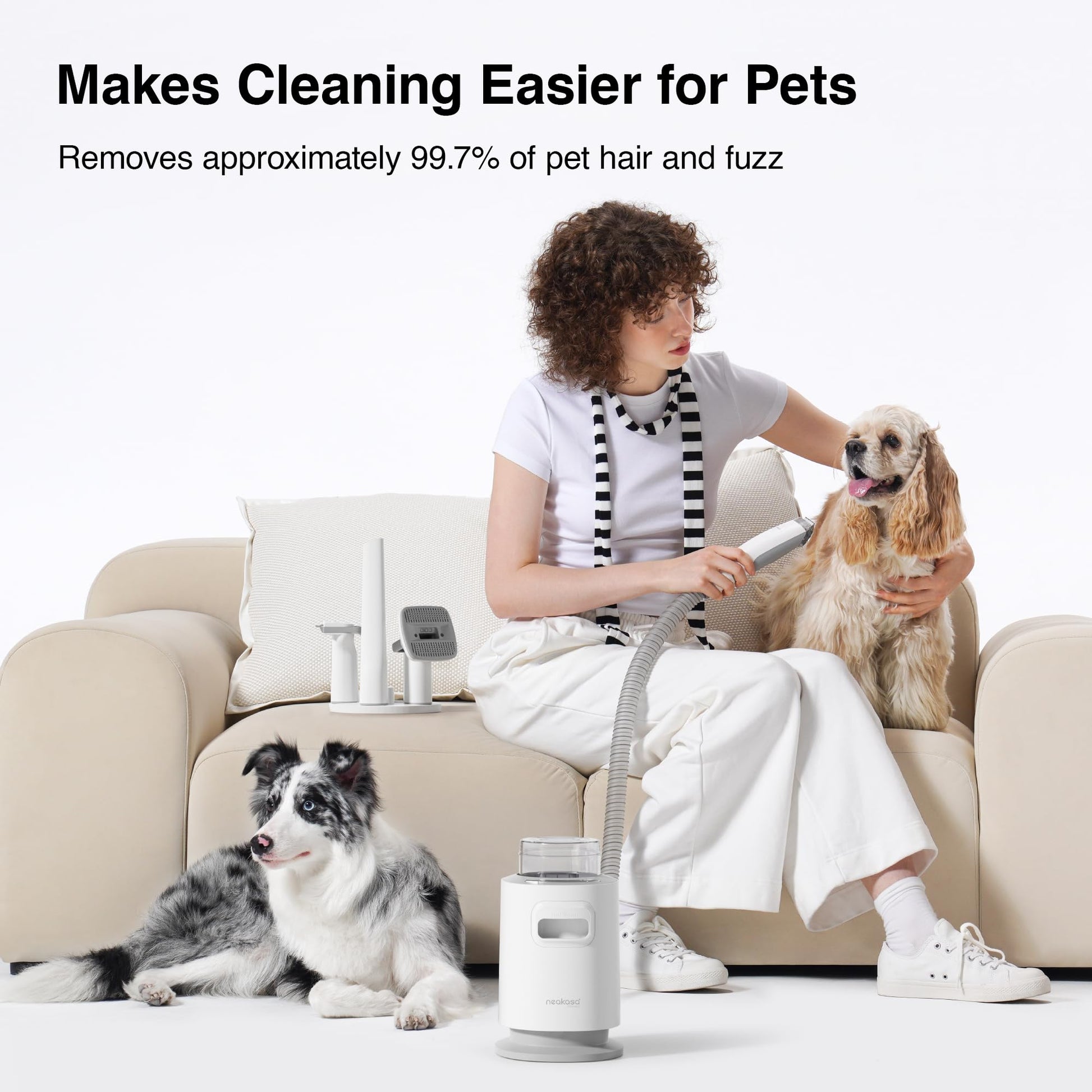 Aspiradora para perros Neakasa by neabot P0 Pro, para la caída del pelo, kit de aseo portátil y ligero de 3 kg, cortapelos silencioso para perros, removedor de pelo para gatos