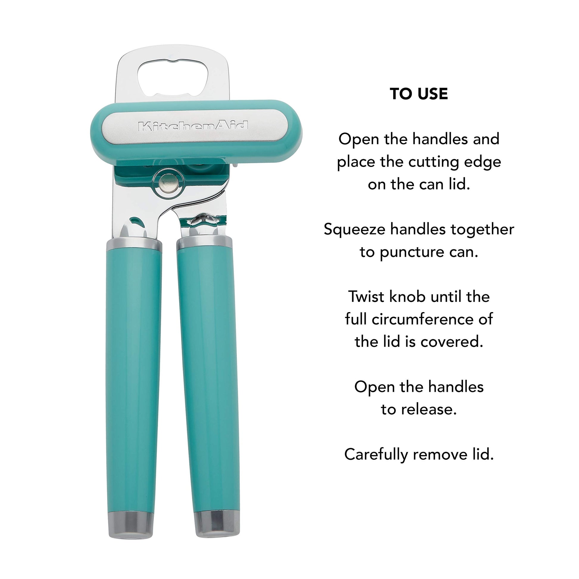 KitchenAid Abridor de latas/abrebotellas multifunción clásico, 8.34 pulgadas, Aqua Sky
