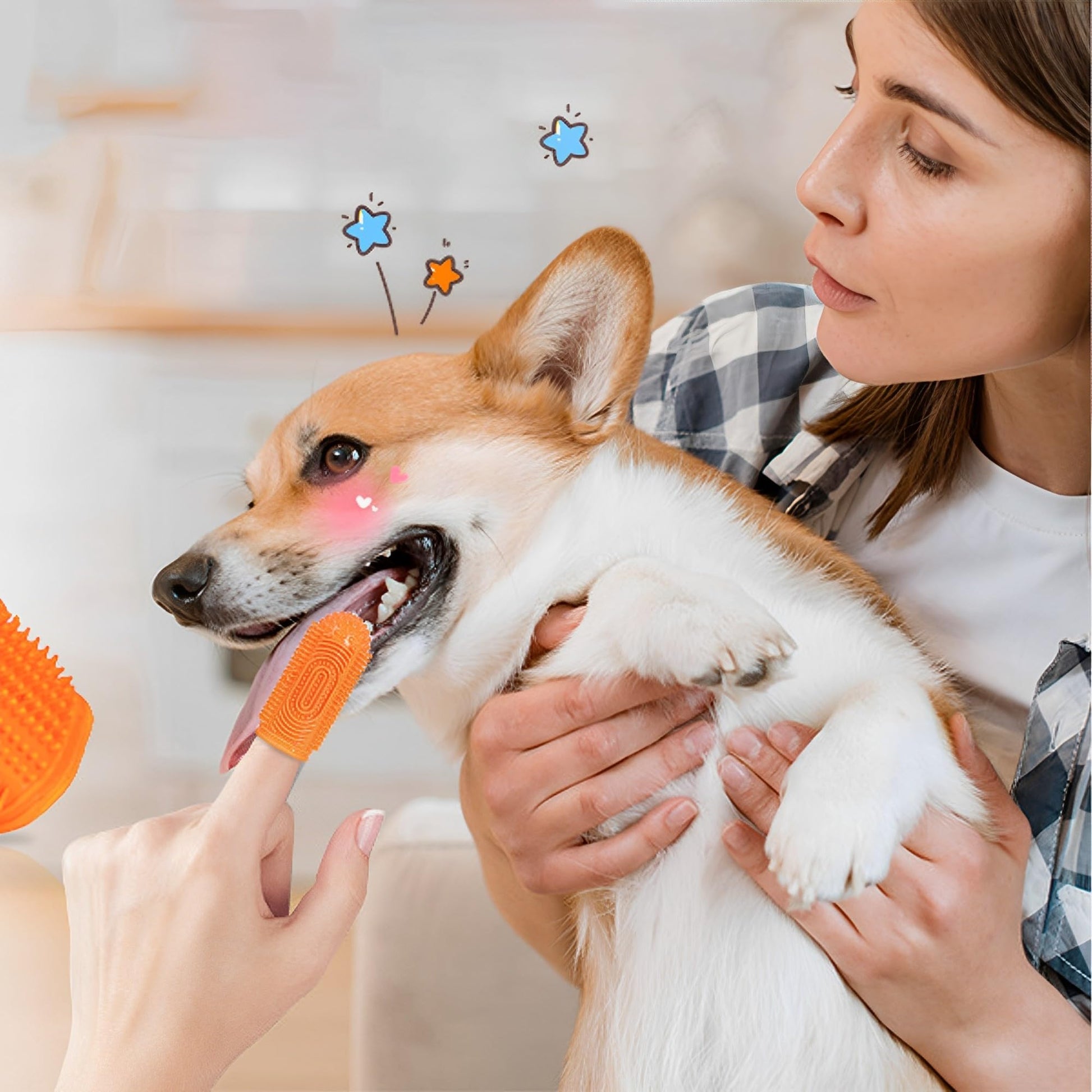 Cepillo de Dientes para Mascotas 4 Piezas, Perros de Silicona Suave, 360° Cepillo Limpieza Dientes para Mascota, Perro, Gato