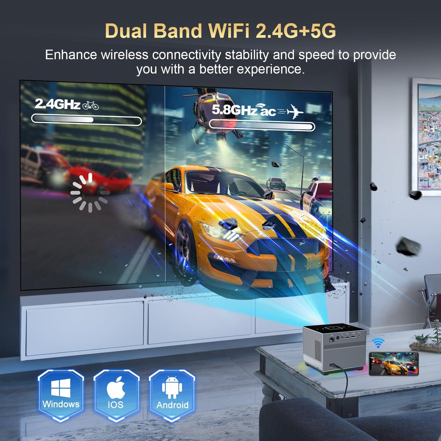 XNANO [Licencia de Netflix y AI Enfoque Eléctrico] Proyector 4K Compatible con Wi-Fi 6 y Bluetooth 5.0, Full HD 1080P para Cine en Casa con Asistente de Voz Inteligente y Corrección Trapezoidal 4D/4P