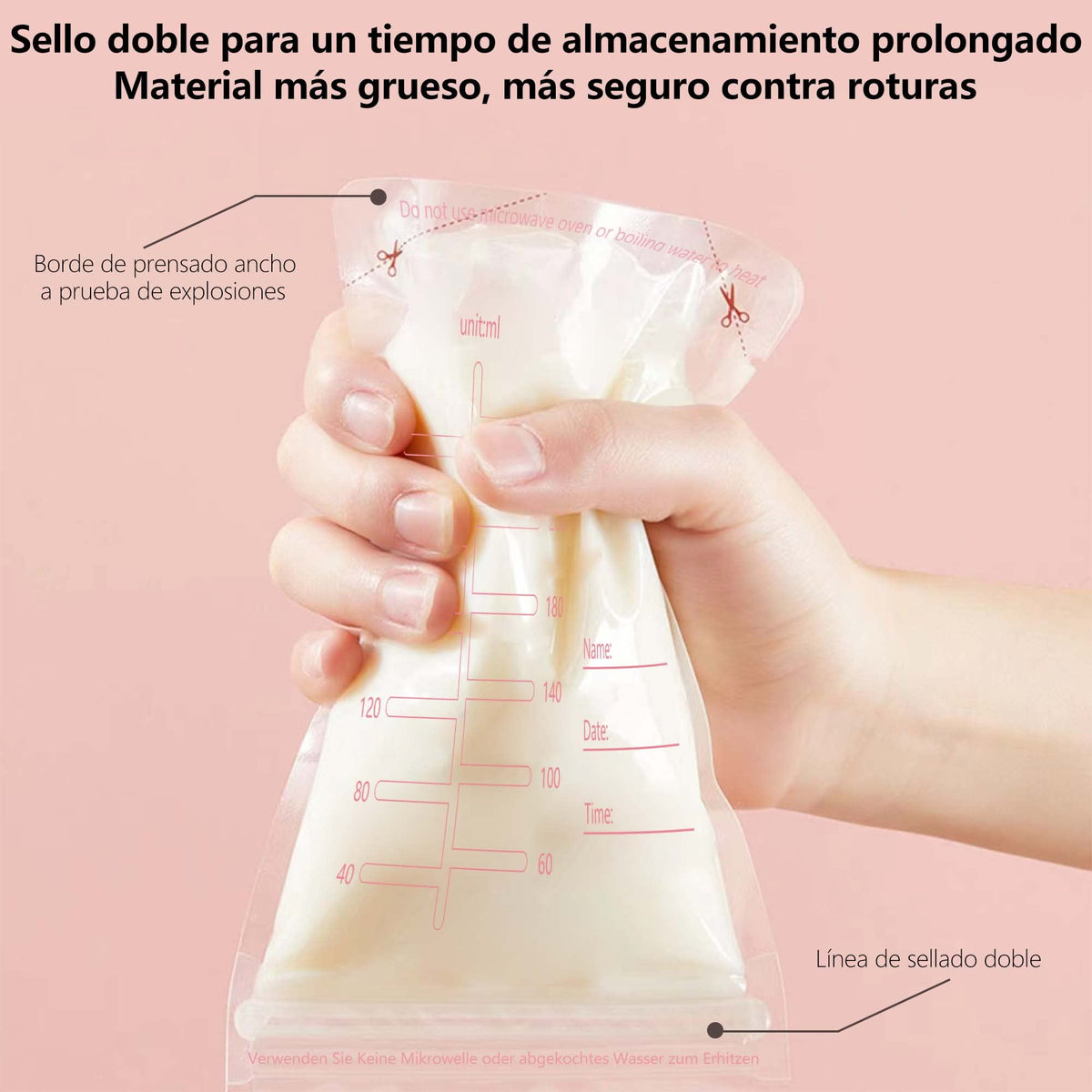 Sacos de almacenamiento de lecheOGIRL, 150 pcs, Saco de autoescalda con un hilo fácil, Milkies Freeze Organizador para bolsas de almacenamiento de leche, 8.5oz