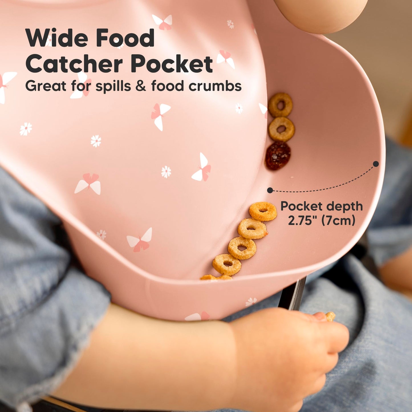 KeaBabies Pack de 2 baberos de silicona para comer - Baberos de silicona de calidad alimentaria con bandeja de recolección para niñas, niños, limpios y fáciles de poner, accesorios impermeables para
