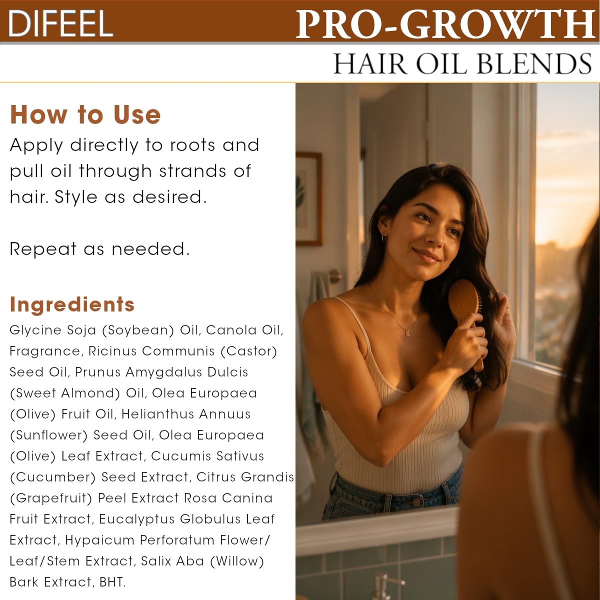 Soluciones Hidratantes Difeel Naturales Pro-Growth 7.8 Oz para el Cuidado del Cabello