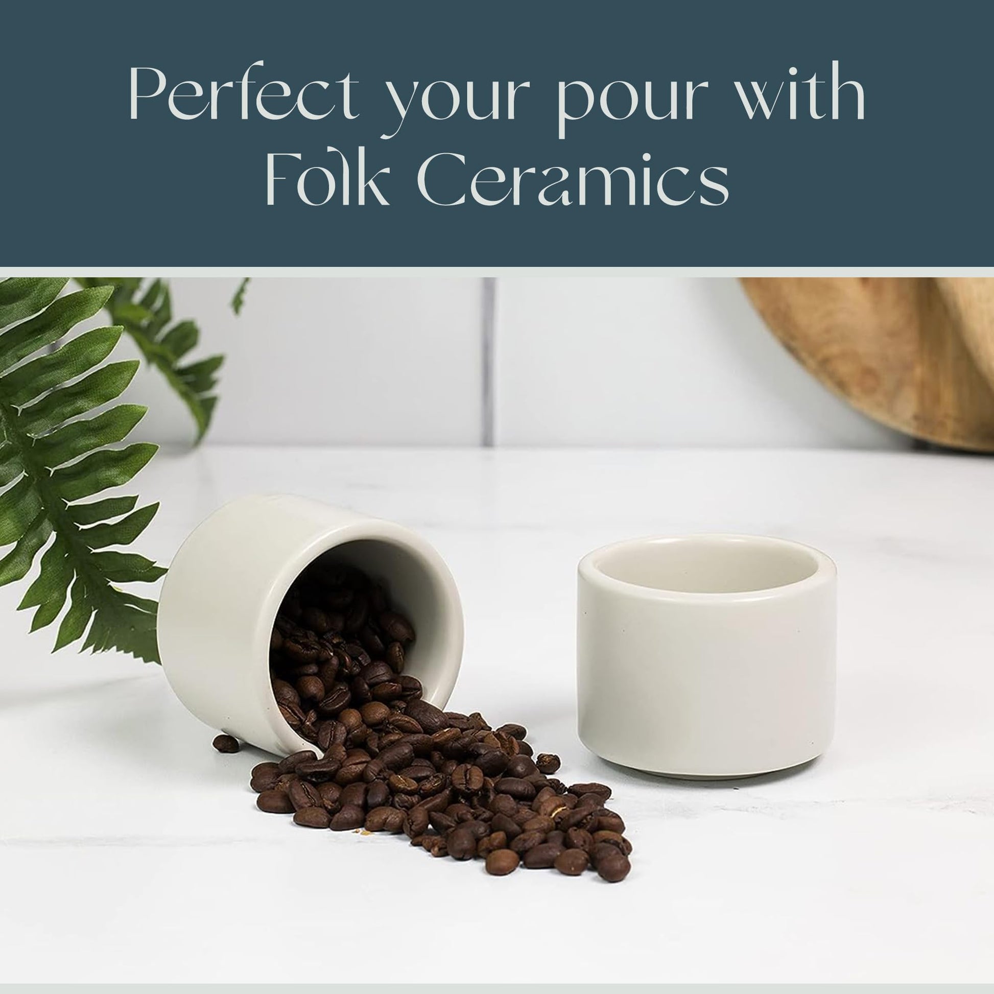 Folk Ceramics Leonard Tazas de café expreso de cerámica | Modernas tazas apilables demitasse para espresso, paredes gruesas, sin mango, duraderas, aptas para lavaplatos y microondas, juego de 2, 3