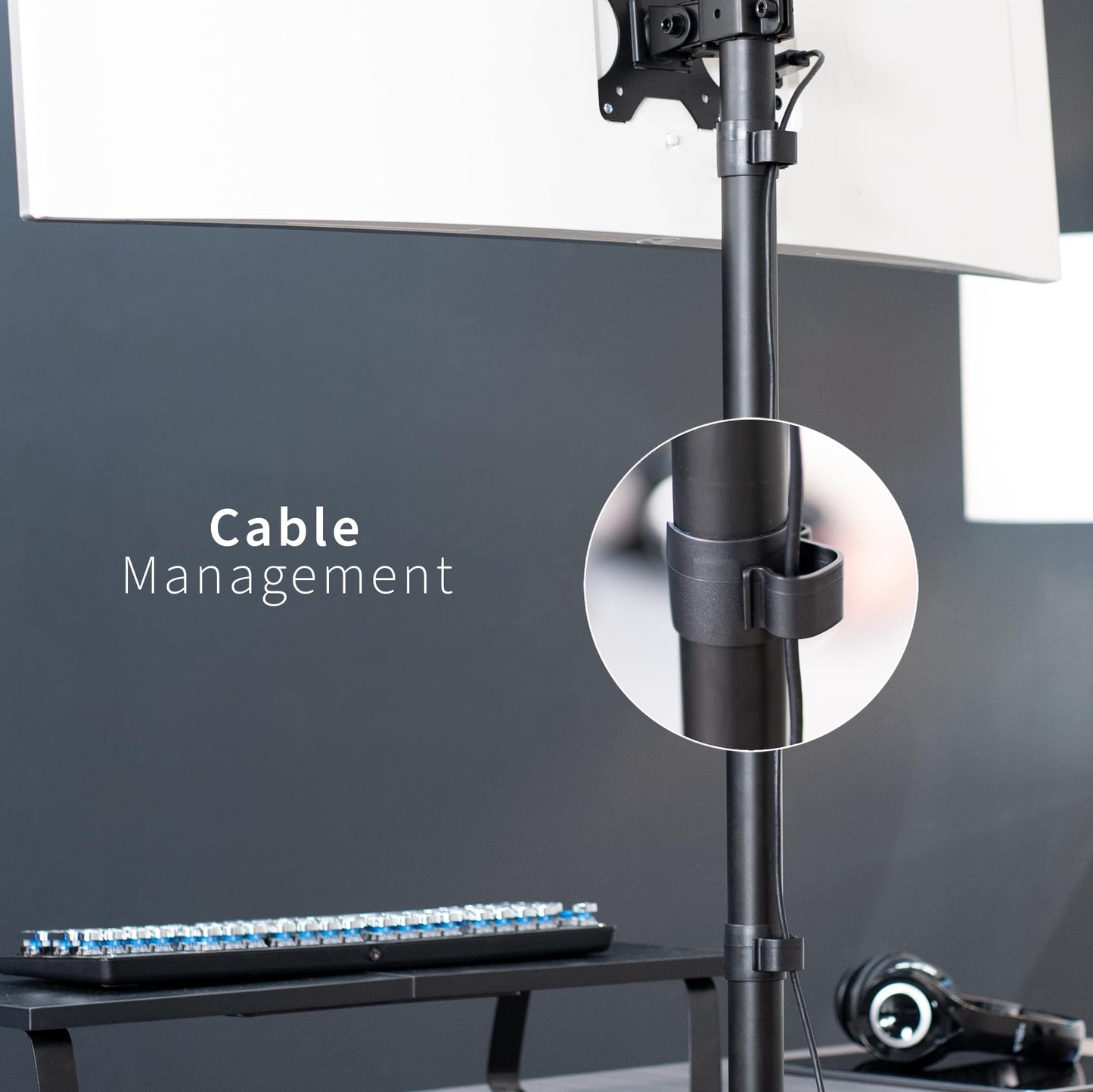 Soporte de Monitor VIVO Negro Ajustable Extra Alto para Escritorio 1 Pantalla hasta 27 Pulgadas