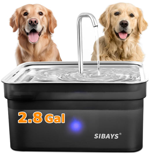 Fuente de Agua Automática SIBAYS Gran Capacidad Acero Inoxidable Ultra Silenciosa para Mascotas