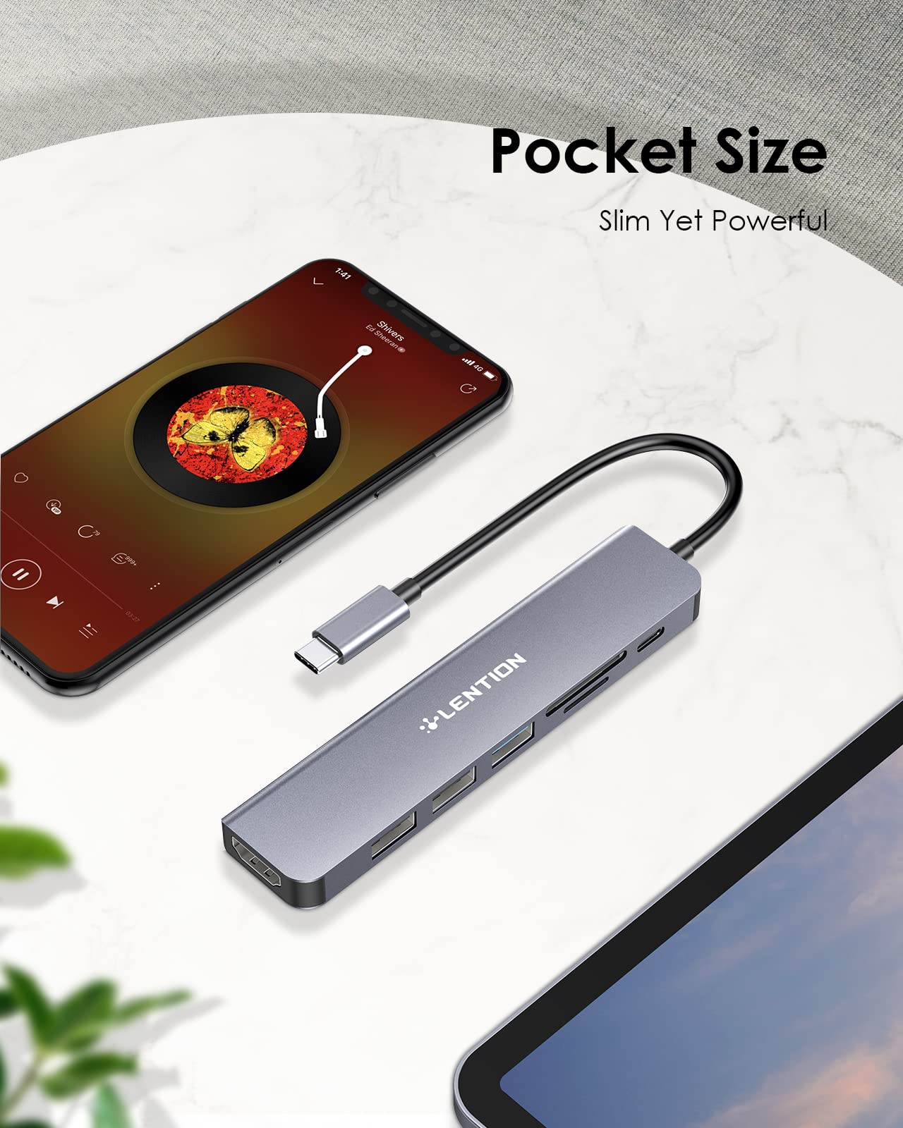 LENTION Hub USB C con Carga 100 W, HDMI 4K, Lector de Tarjeta Dual, USB 3.0 y 2.0 para MacBook Pro 2023-2016, Nuevo Mac Air/Surface, Chromebook, etc, Adaptador con Stable Driver (CE18, Gris Espacial)