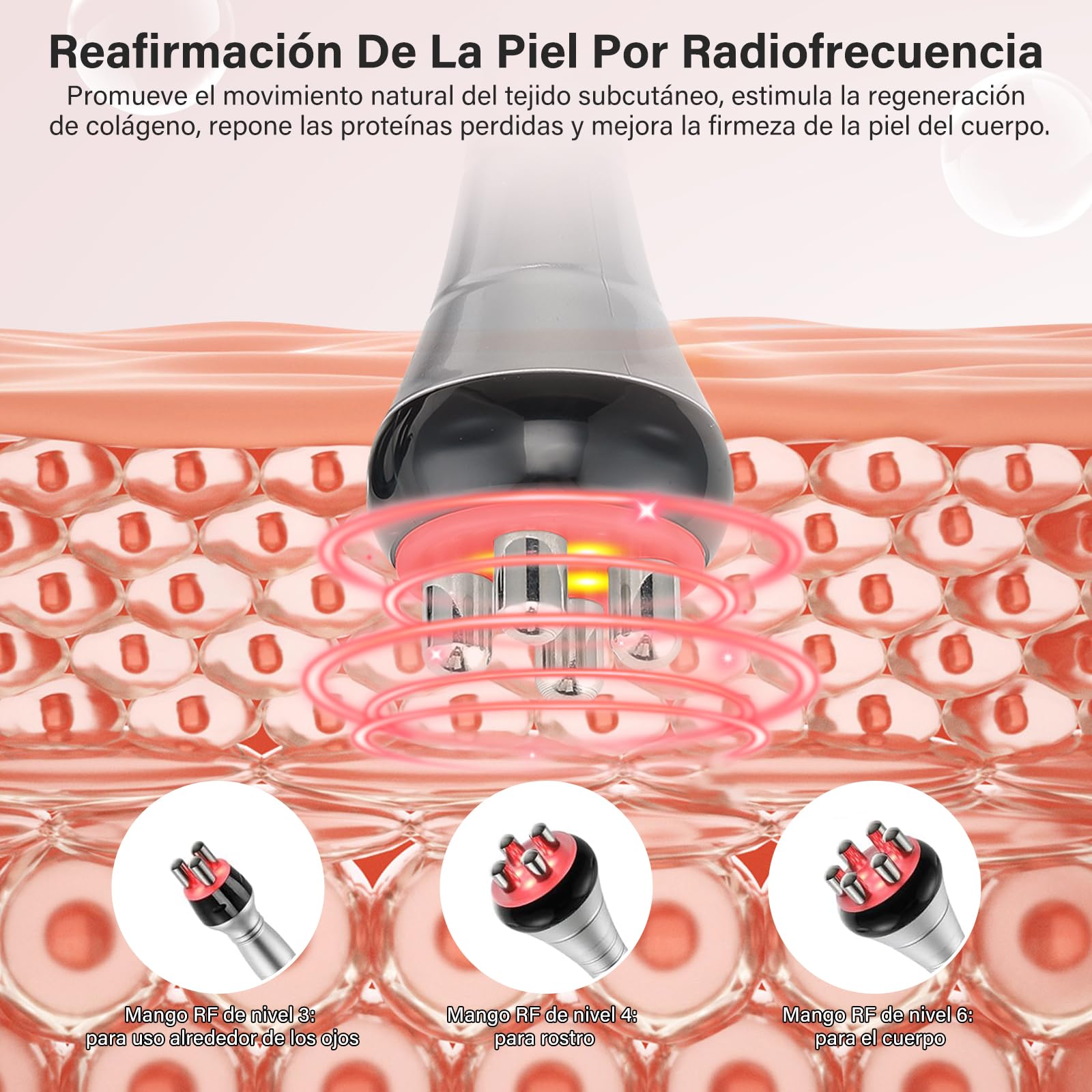 Máquina de Cavitación, 6 En 1 Máquina de Belleza de Chorro Grasa Multipolar 40K, Masajeador de Belleza Multifuncional para Cuerpo y Rostro, Adecuado para Cuello, Cintura, Muslos y Glúteos