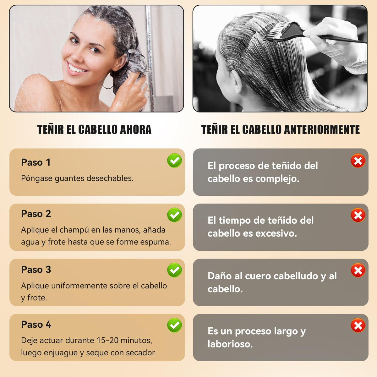 Blick Hair Dye Shampoo, Shampoo Hair Dye, Champú Tinte Instantáneo 4 En 1, Suave y delicado, Cobertura de Canas, larga duración, Adecuado Para HombresY mujeres(Negro)