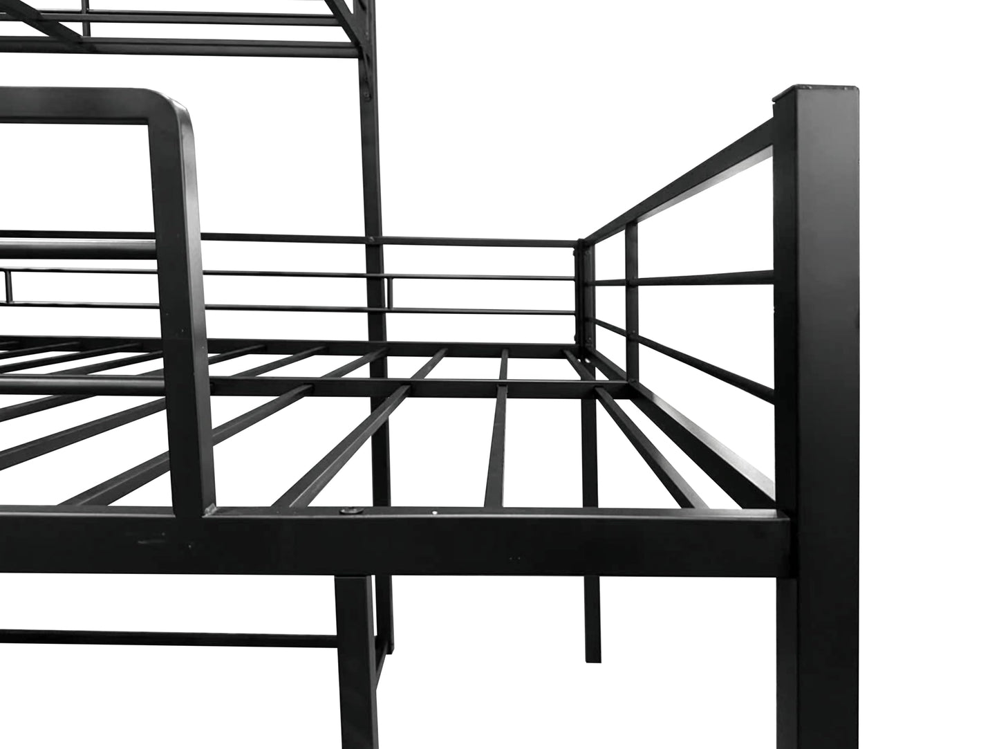 PVWIIK - Litera Triple con Escalera integrada y barandillas de Longitud Completa para 4 niños, litera de Metal en Forma de L, diseño de Ahorro de Espacio, no Necesita somier, Color Negro