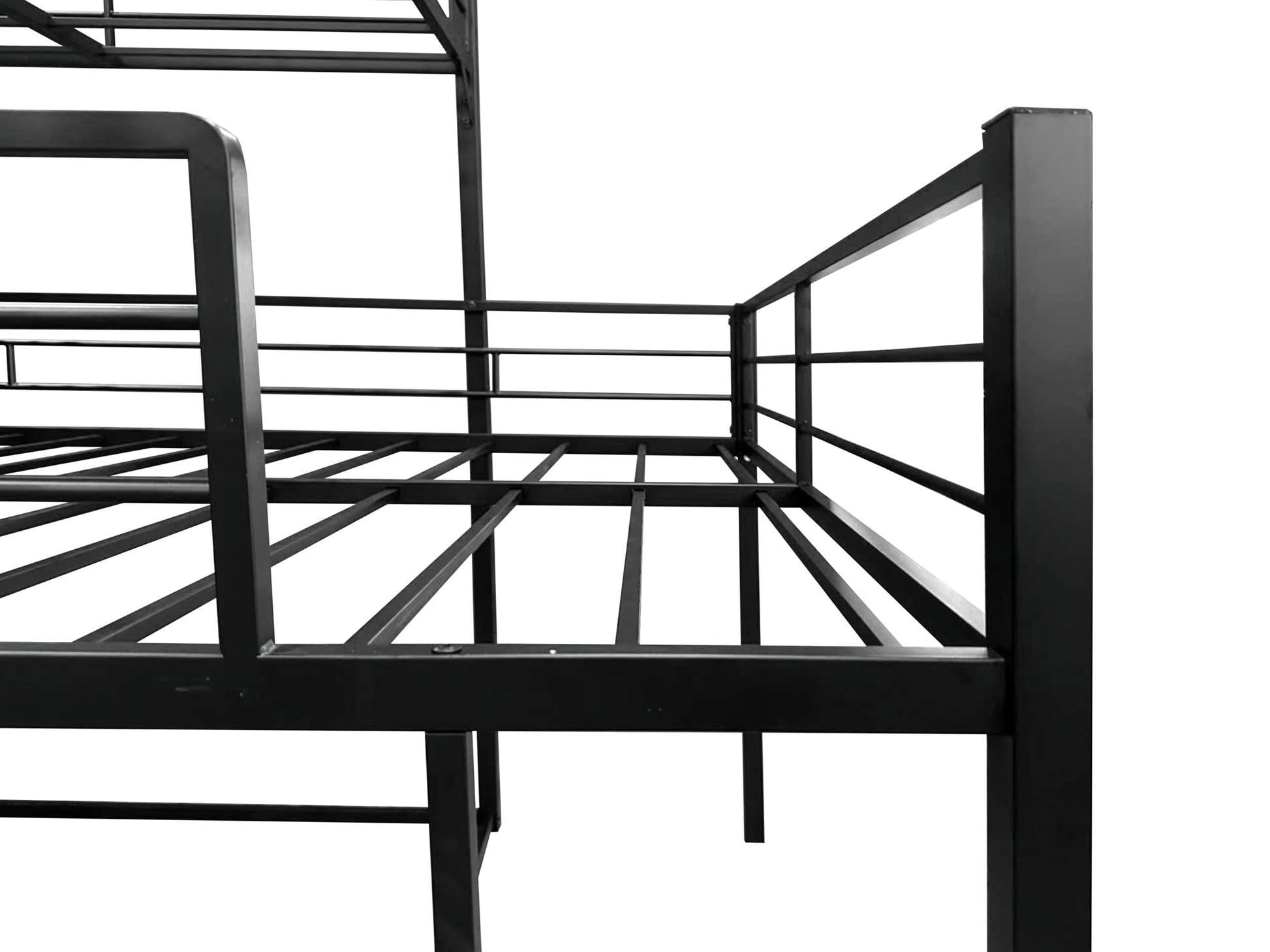 PVWIIK - Litera Triple con Escalera integrada y barandillas de Longitud Completa para 4 niños, litera de Metal en Forma de L, diseño de Ahorro de Espacio, no Necesita somier, Color Negro