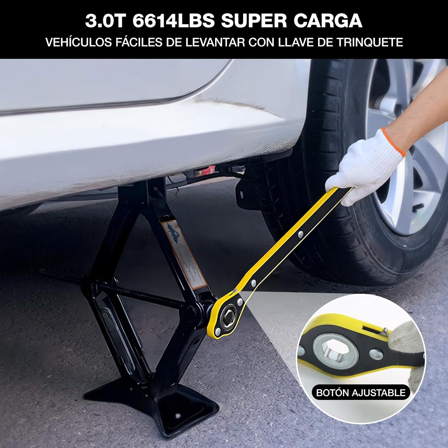 Garselay Kit de Gato Hidráulico para Auto - 3 Toneladas Gato Portátil para Auto - Kit de Gato Compacto para Automóvil para SUV, RV y MPV con Diseño de Trinquete Inteligente