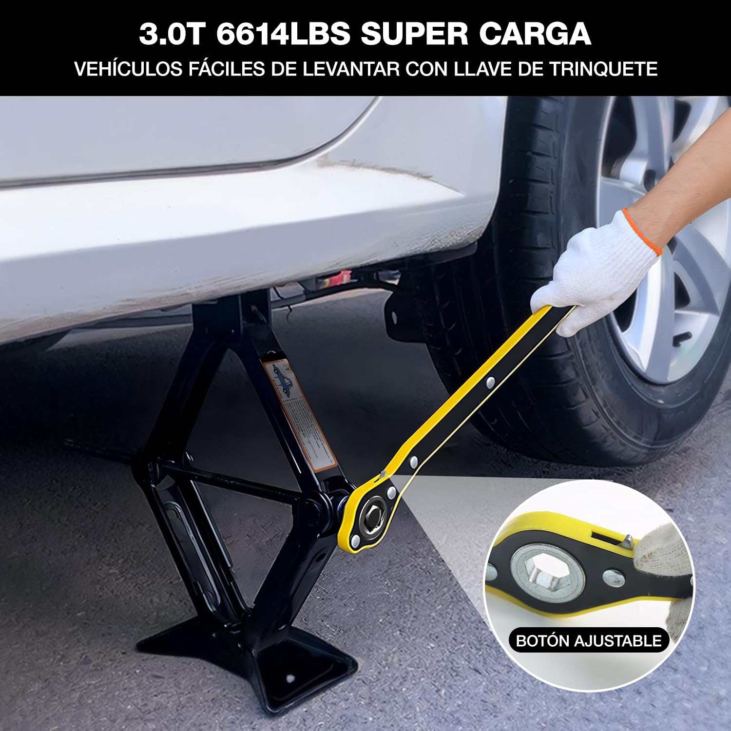 Garselay Kit de Gato Hidráulico para Auto - 3 Toneladas Gato Portátil para Auto - Kit de Gato Compacto para Automóvil para SUV, RV y MPV con Diseño de Trinquete Inteligente