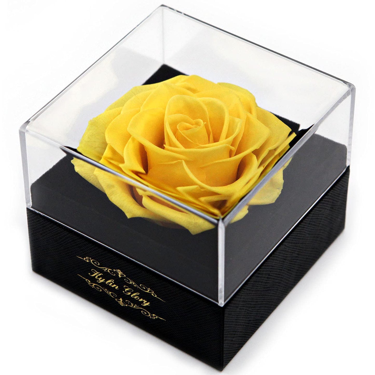 Kylin Glory - Rosa conservada, flores para mujeres, mamá, esposa, novia, regalo decorativo de peonías reales para Día de la Madre, San Valentín, boda, fiesta, cumpleaños, aniversario (amarillo)