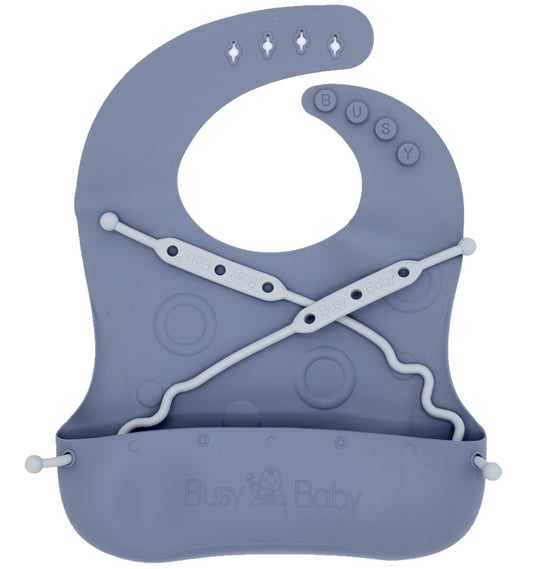 Babero de Silicona Busy Baby Peltre con 2 Pliegues para Bebé