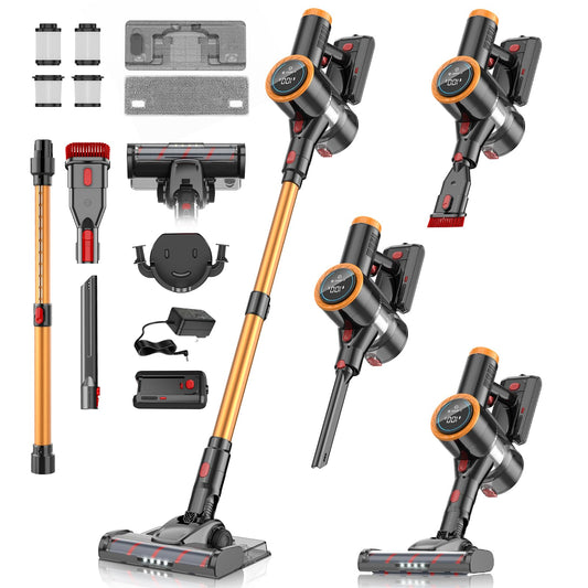 FAGHTO Aspiradora Inalambrica, Aspiradora de Mano y Vertical 2 en 1, 30KPa/350W Aspiradoras para el Hogar, Potente Succión,con Cepillo Sin Enredos,1L Taza para Polvo,para Pelo de Mascotas/Alfombra