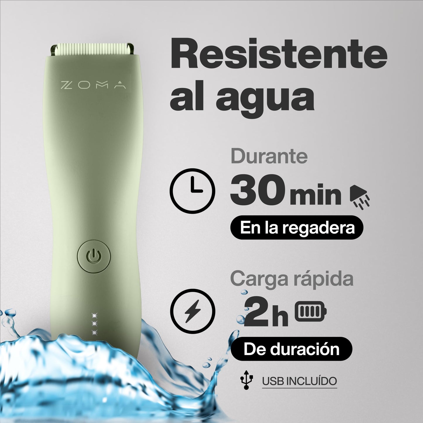 ZOMA | Rasuradoras para Hombre - Verde | Maquina para Cortar Cabello, Corporal y Zonas Íntimas | Rasuradora Electrica Hombre | Afeitadora electrica Hombre con Cuchillas de Cerámica Anti Corte