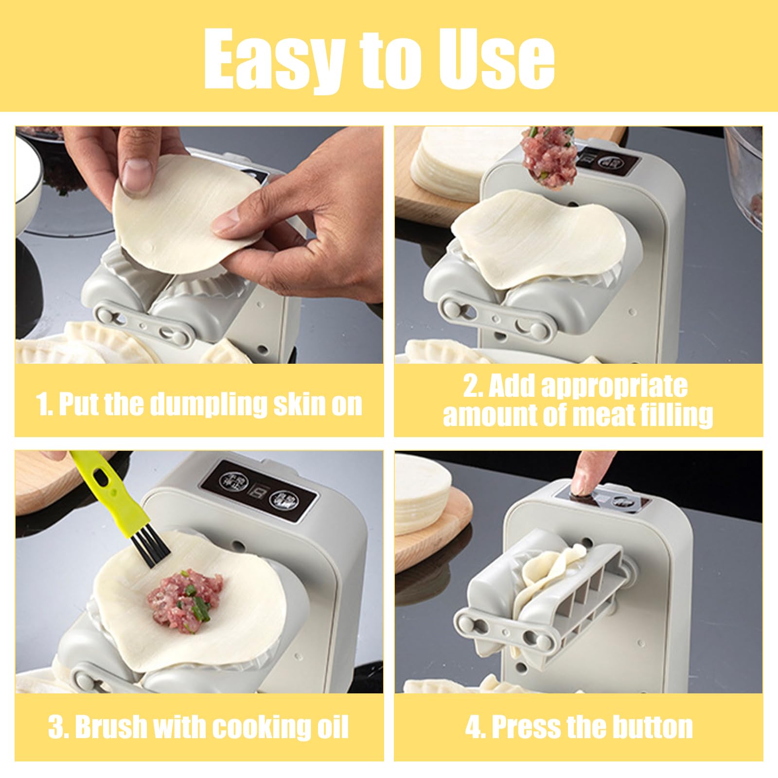 Máquina automática para hacer bolas de masa hervida, máquina de bolas de masa hervida eléctrica doméstica, máquina de bolas de masa china con cuchara y cepillo para polvo para el hogar y la cocina