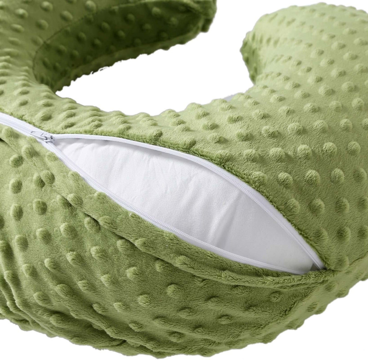 QUENESS Almohada de lactancia y posicionador, lactancia materna, alimentación con biberón, soporte para sentarse al bebé con funda extraíble ultra suave, soporte para el tiempo de barriga para bebés niños y niñas (salvia)