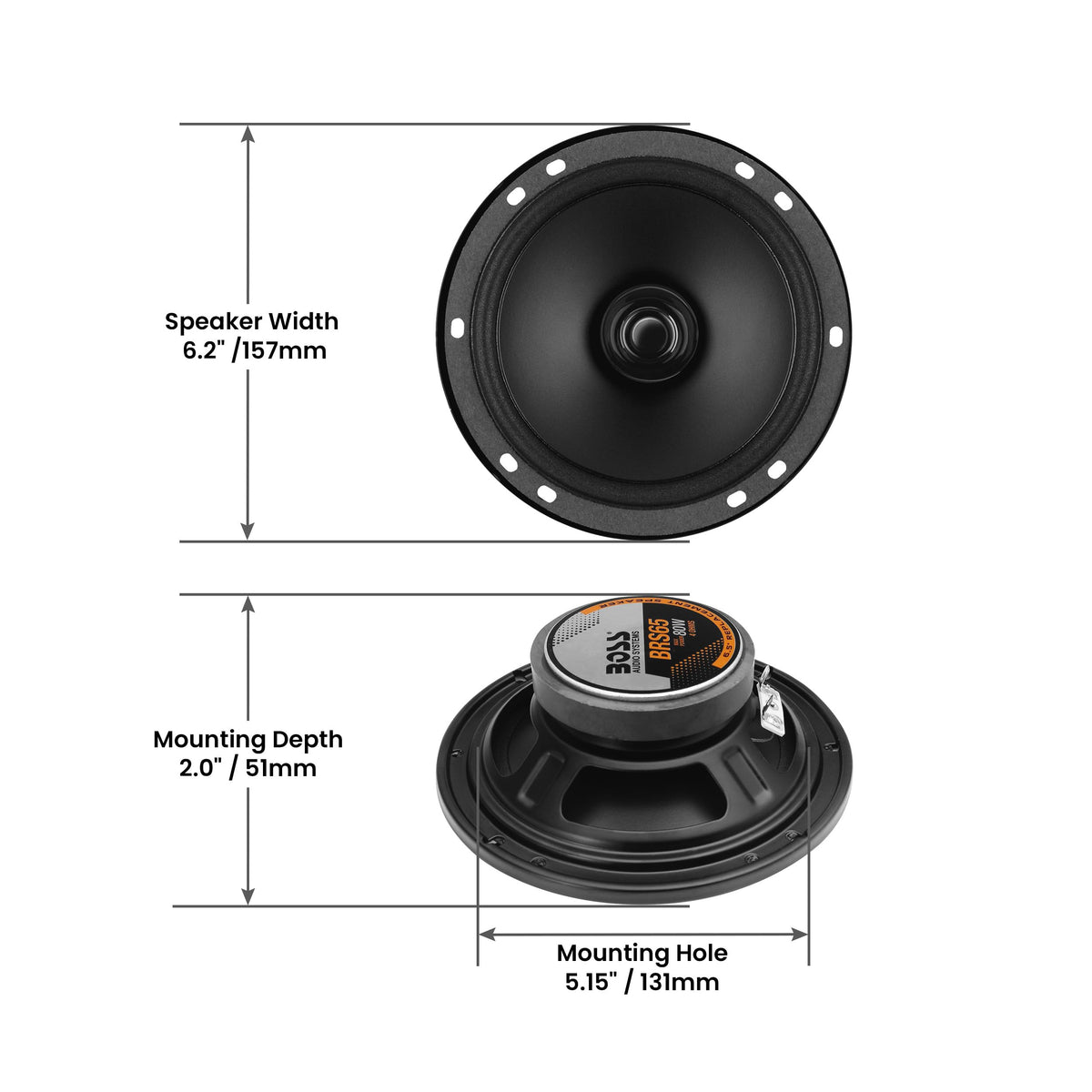 Bocinas Coaxiales BOSS Audio BRS65 Auto 80-Watt 6.5 Pulgadas
