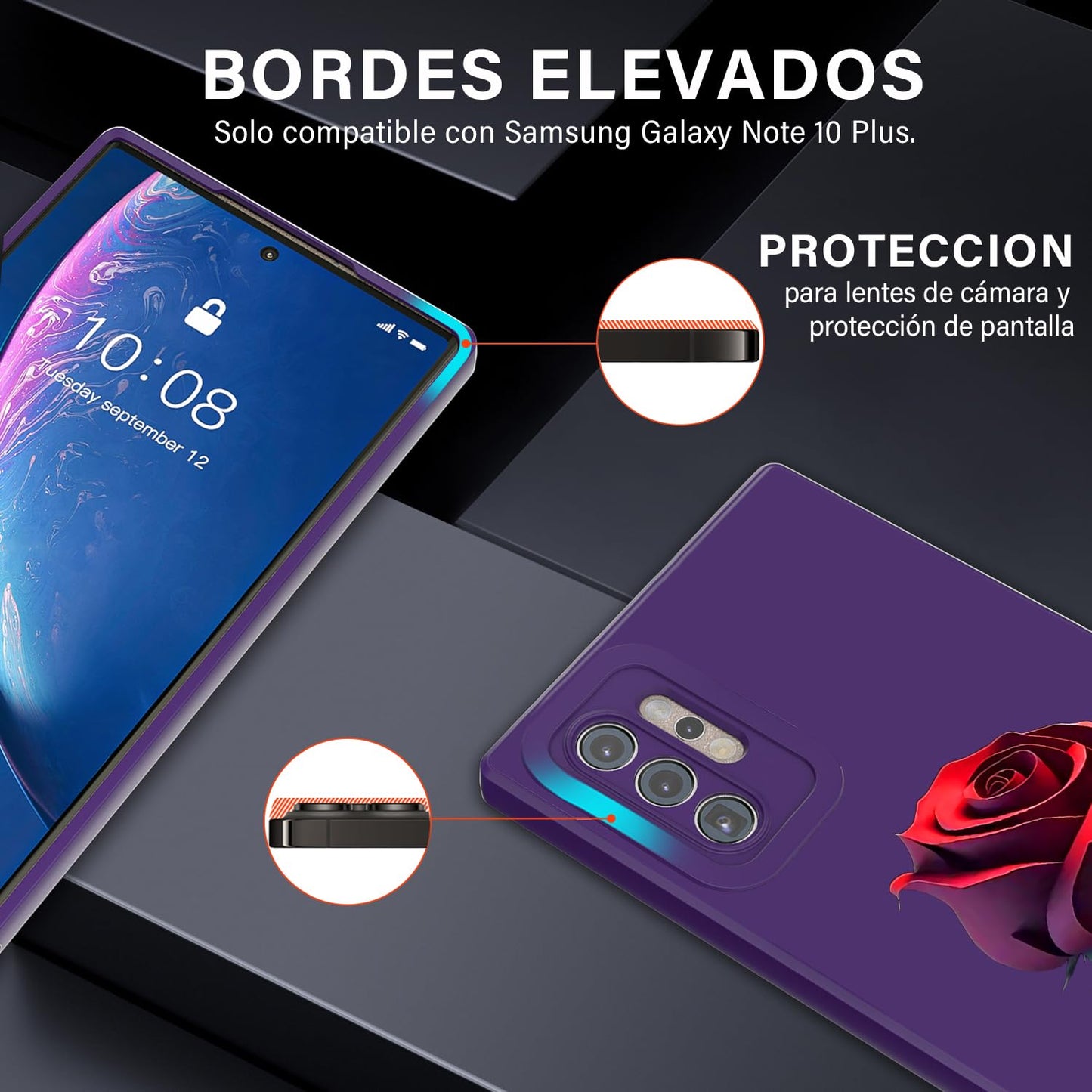 Threehao Funda para Samsung Galaxy S10 Plus Case Uso Rudo, Ultra Delgado Flexible Silicona Púrpura Carcasa con Aesthetic Dibujos Flores, Antigolpes Anti-arañazos Protectora