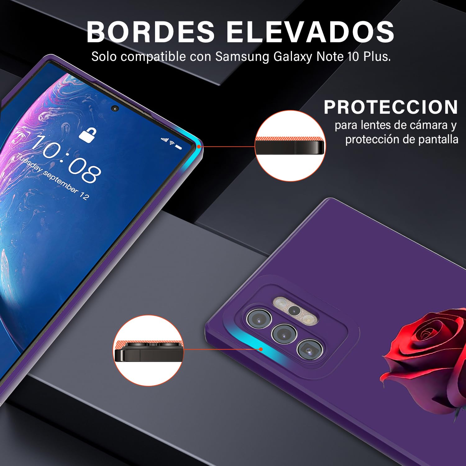 Threehao Funda para Samsung Galaxy S10 Plus Case Uso Rudo, Ultra Delgado Flexible Silicona Púrpura Carcasa con Aesthetic Dibujos Flores, Antigolpes Anti-arañazos Protectora