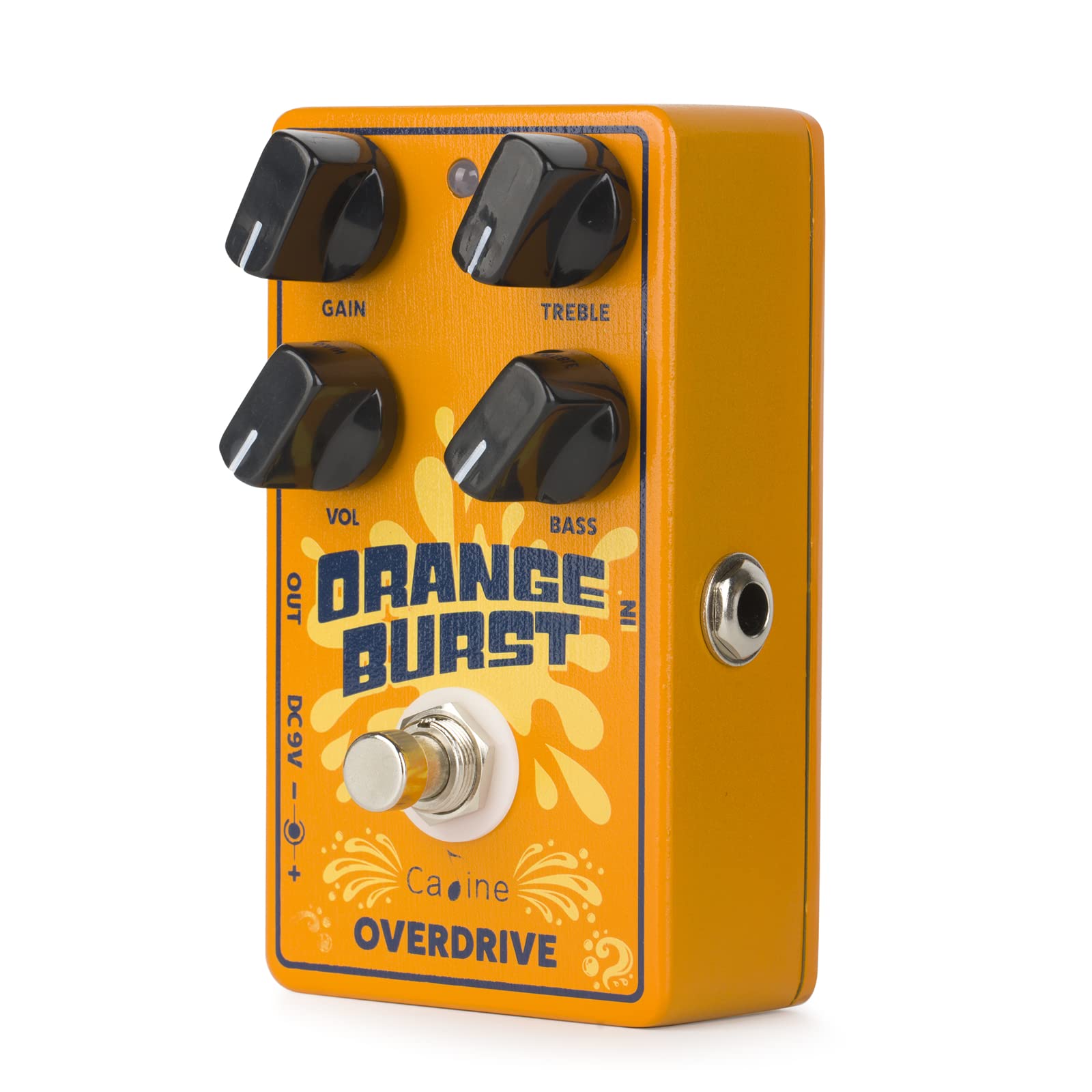 Caline CP-516 Orange Burst Overdrive Pedal de efecto guitarra True Bypass Design White Pomos
