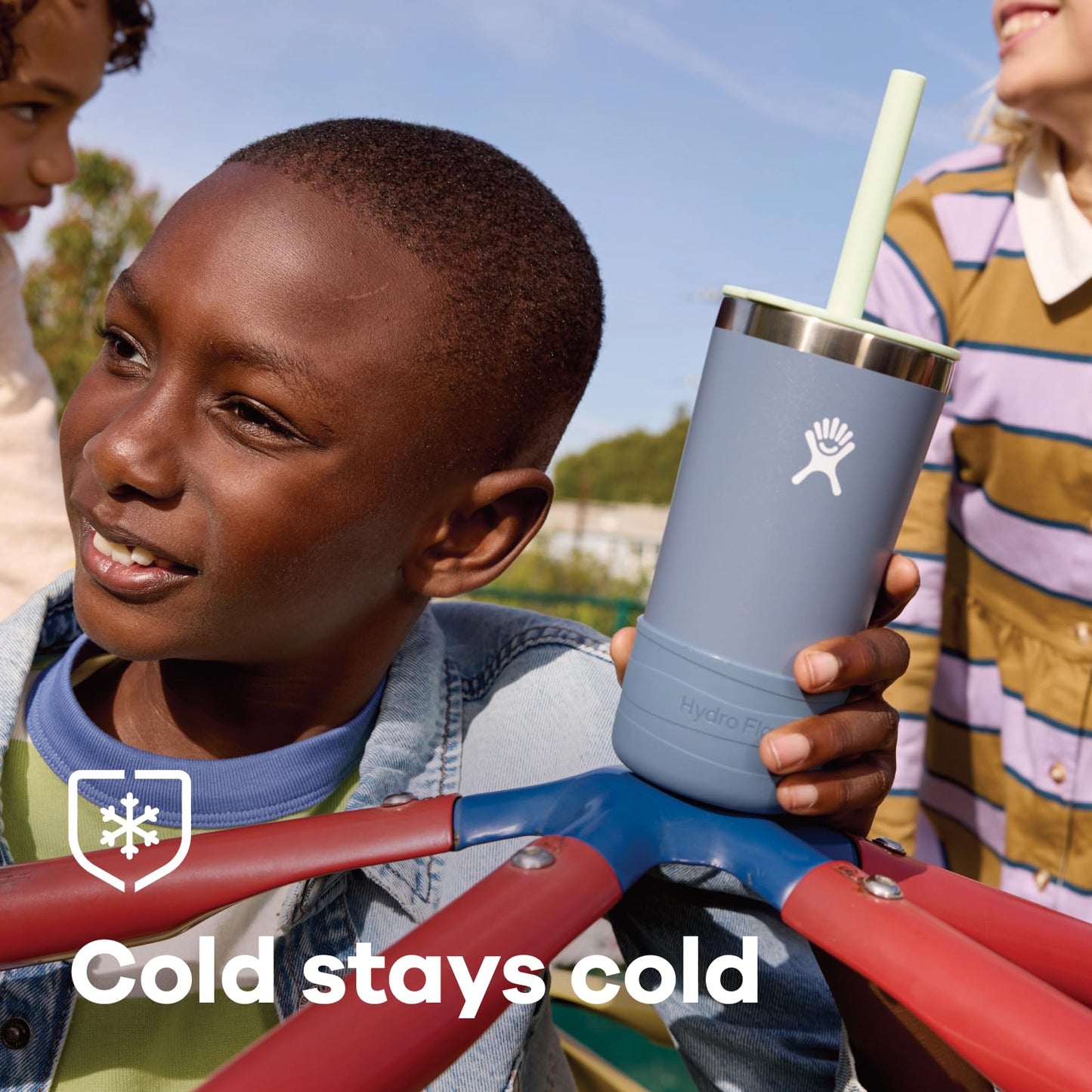 Hydro Flask - Vaso para niños de 12 onzas con tapa y popote para la escuela, acero inoxidable aislado en crema de coco