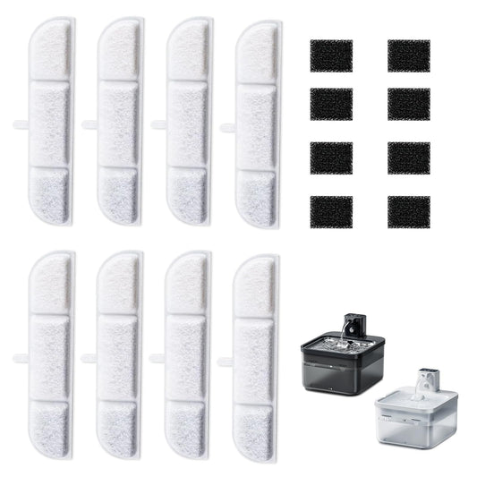 Filtros de Repuesto Downy Paws para Fuente de Agua de Gato Blanco con Triple Filtración (Paquete de 8)