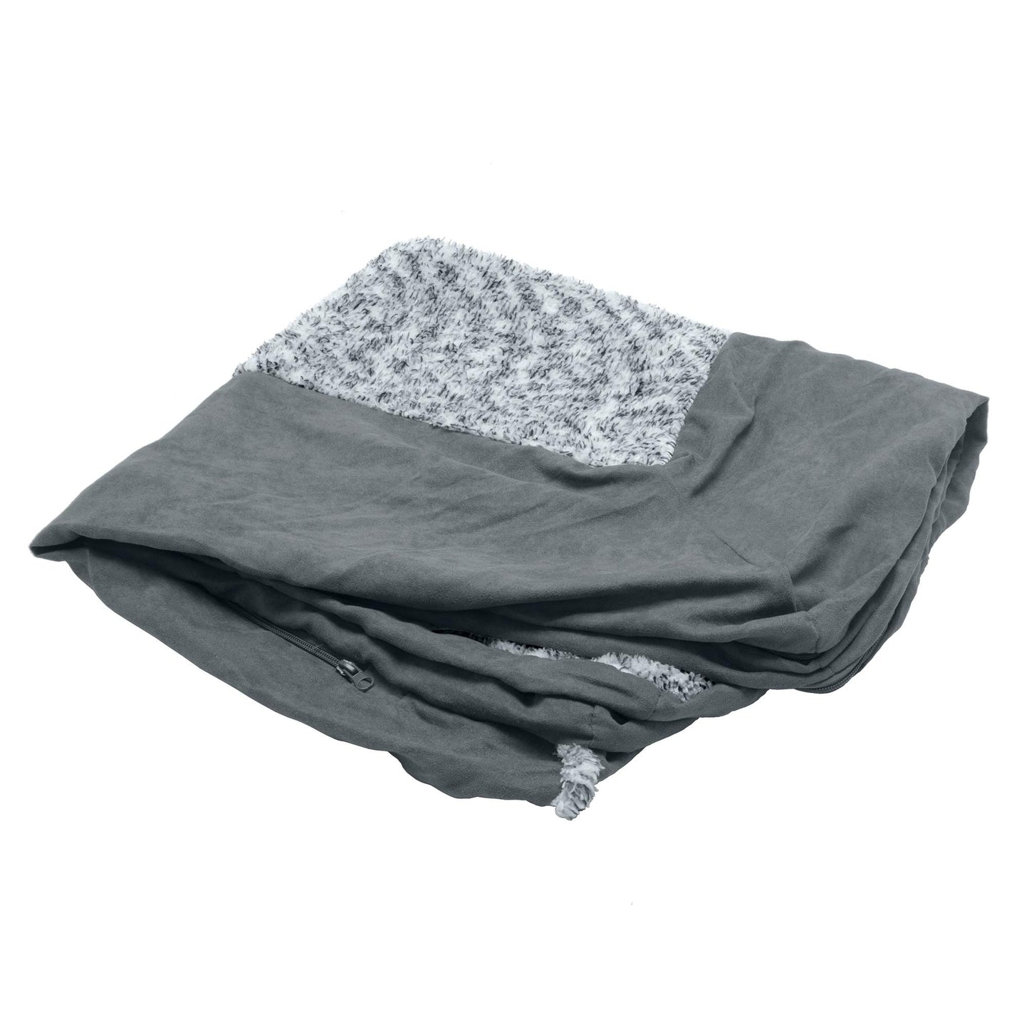 Furhaven Funda de Cama de Repuesto para Mascotas, sofá de Dos Tonos de Piel de Felpa y Gamuza Lavable, Color Gris Piedra, Jumbo Plus (XXL)