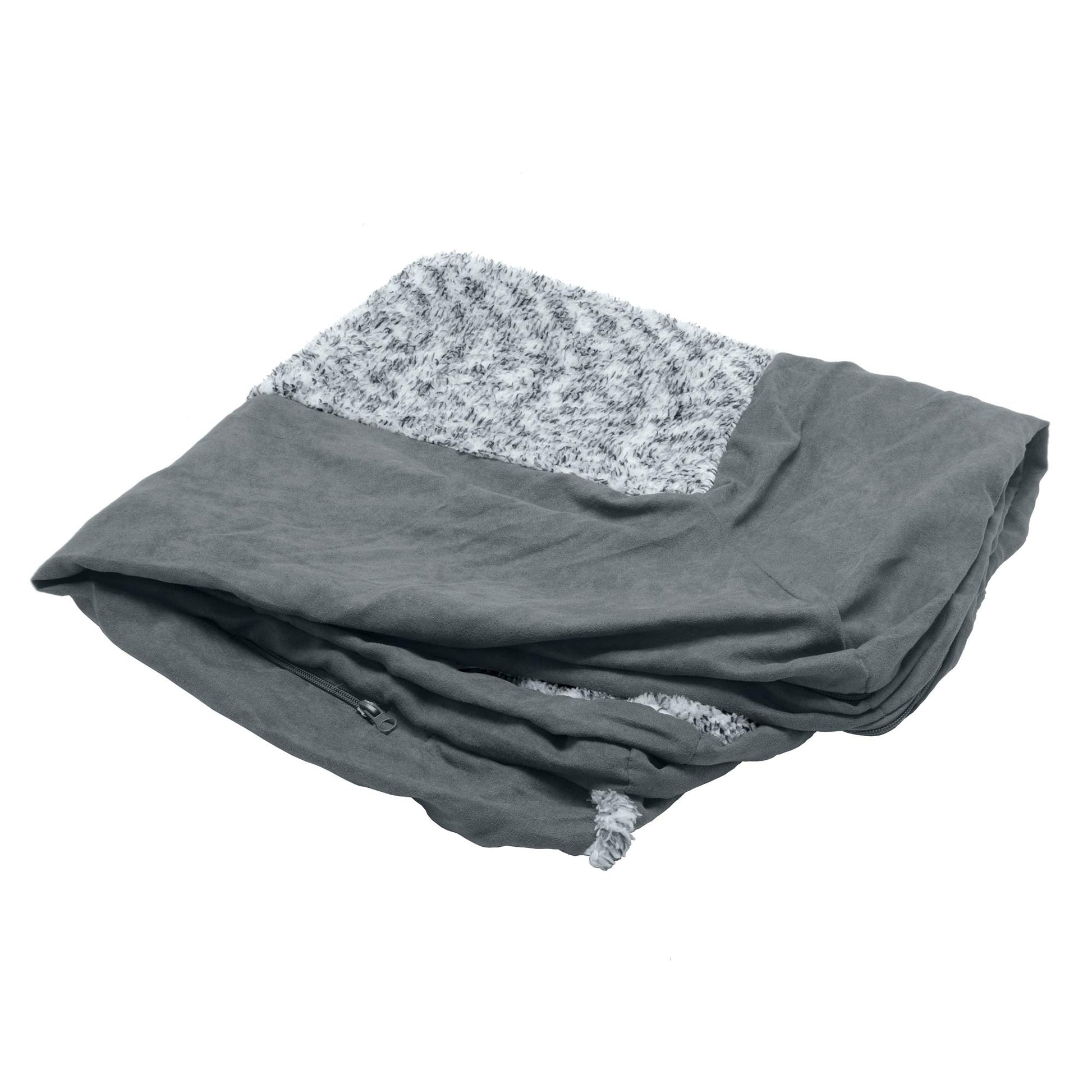 Furhaven Funda de Cama de Repuesto para Mascotas, sofá de Dos Tonos de Piel de Felpa y Gamuza Lavable, Color Gris Piedra, Jumbo Plus (XXL)