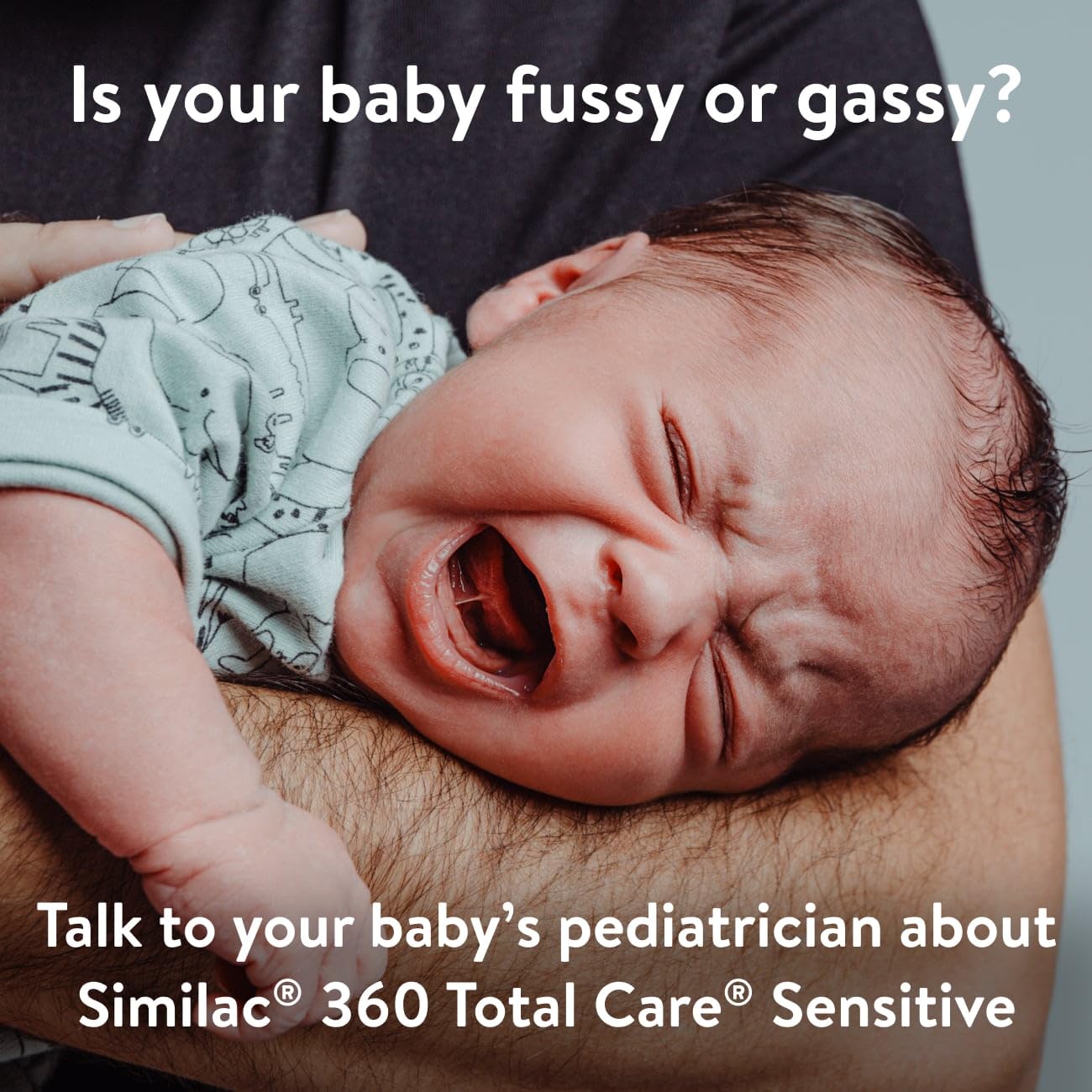 Similac 360 Total Care Sensitive* Infant Formula with 5 Hmo Prebiotics, for Fussiness & Gas Due to Lactose Sensitivity, Non-GMO, Baby Formula, Ready to Feed, 2-Fl-oz Bottle, Pack of 12