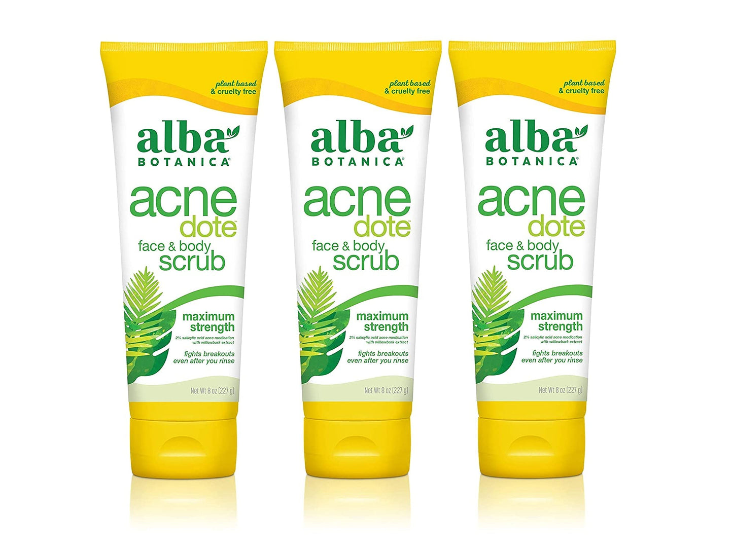 Exfoliante Facial y Corporal Alba Botanica Natural para Piel Clara Vegano Pack 3