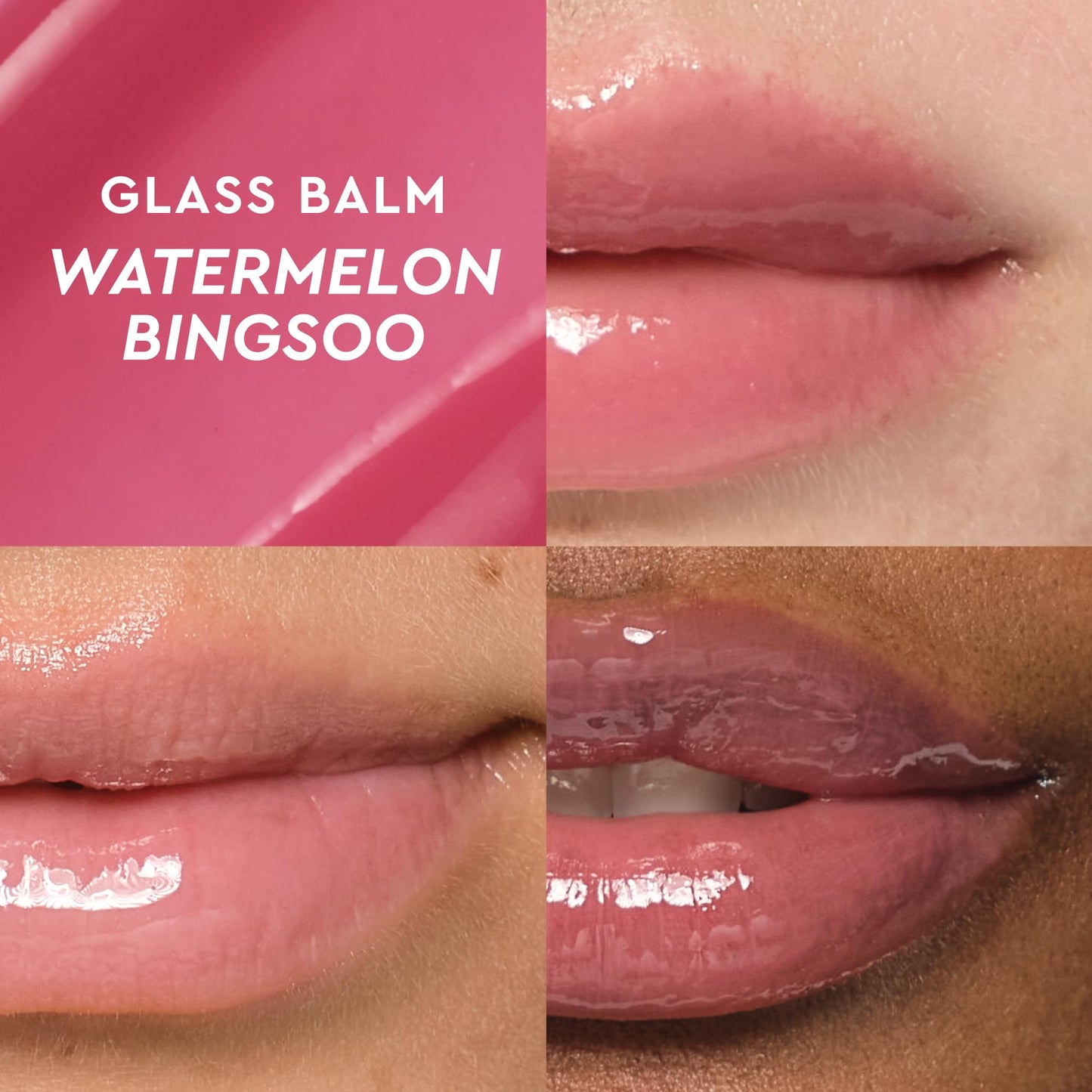 Glow Recipe Glass Balm Lip Treatment Watermelon Bingsoo Bálsamo Labial Hidratante Brillo Alto Tinte Rosa Suave 15 g