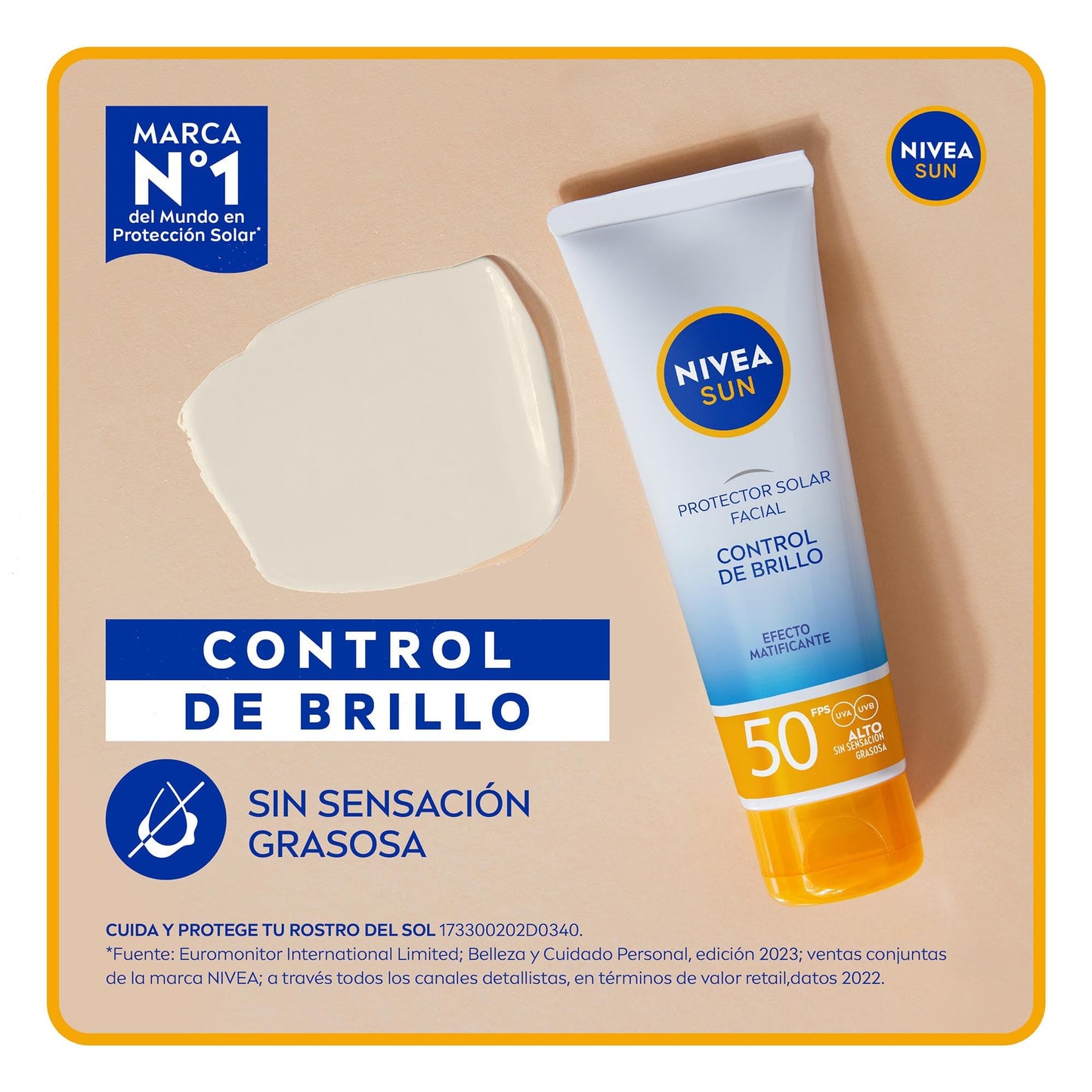 NIVEA SUN Protector Solar Facial Control De Brillo (50 ml), FPS 50+, Efecto Matificante Larga Duración + Neutrogena Crema Hidratante Facial Mate 3 en 1 Face Care Intensive D Pantenol 100g