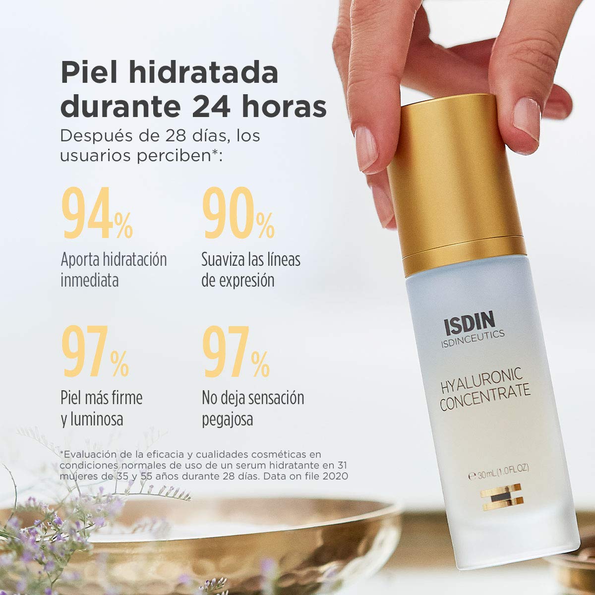 ISDIN Isdinceutics hyaluronic concentrate, serum facial ligero y ultrahidratante, con acido hialuronico - 30ml