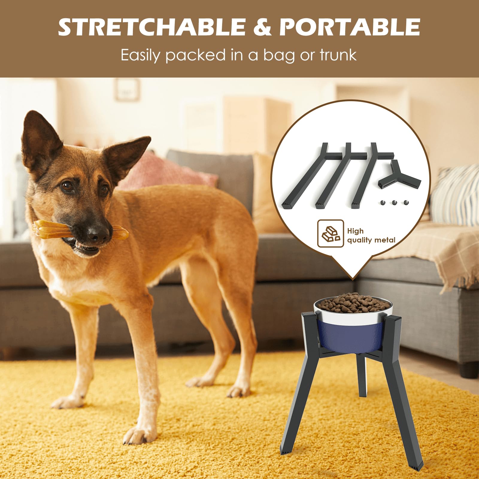 Soporte Ajustable para Cuencos para Perros TIDANT Negro de Metal