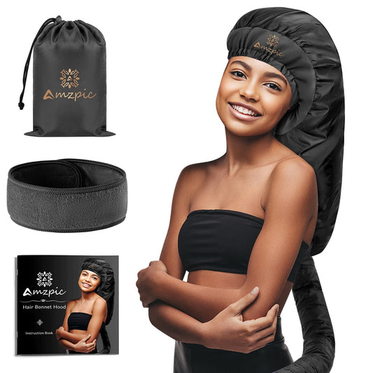 Accesorio Secador Capó Versión Extendida Negro con Diadema que Reduce Calor para Peinar y Rizar