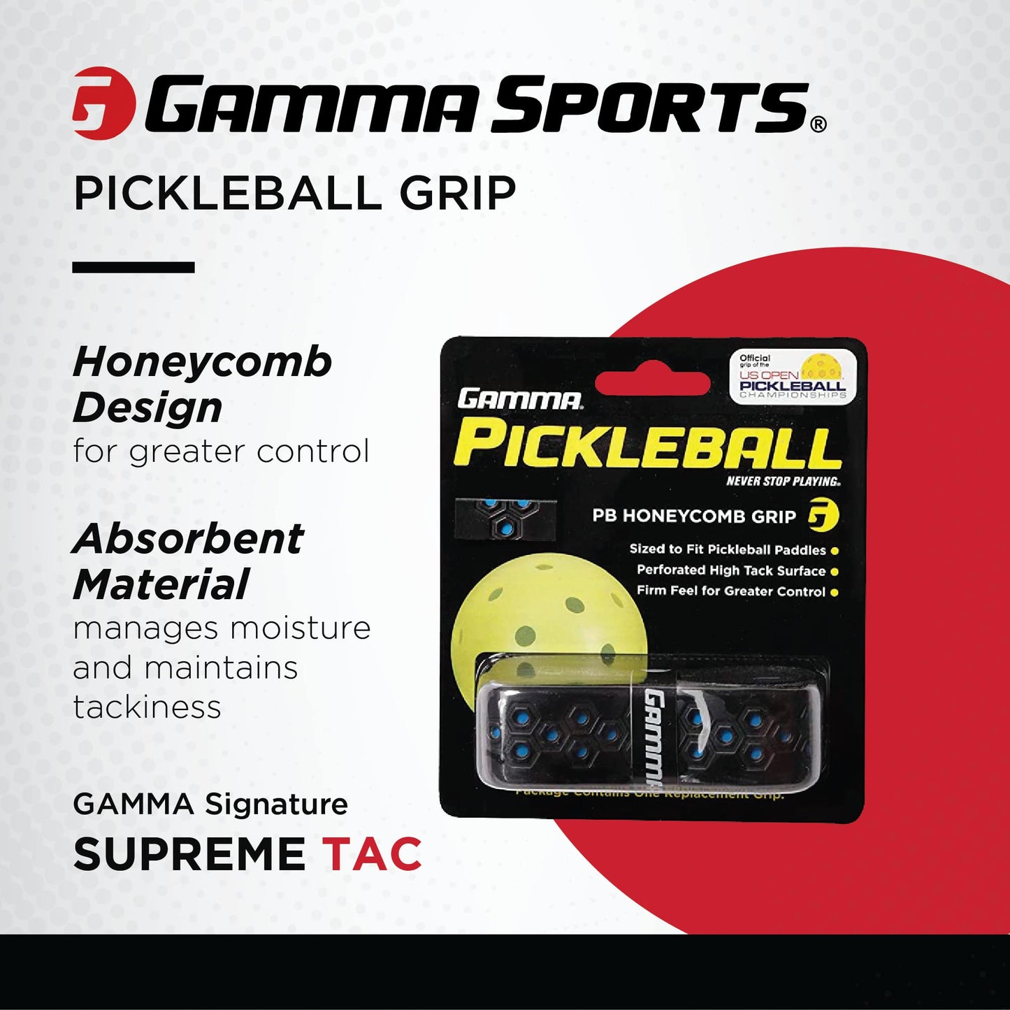 GAMMA Sports Pickle Ball - Cojín de Panal para paletas de Pickleball, Color Negro y Azul