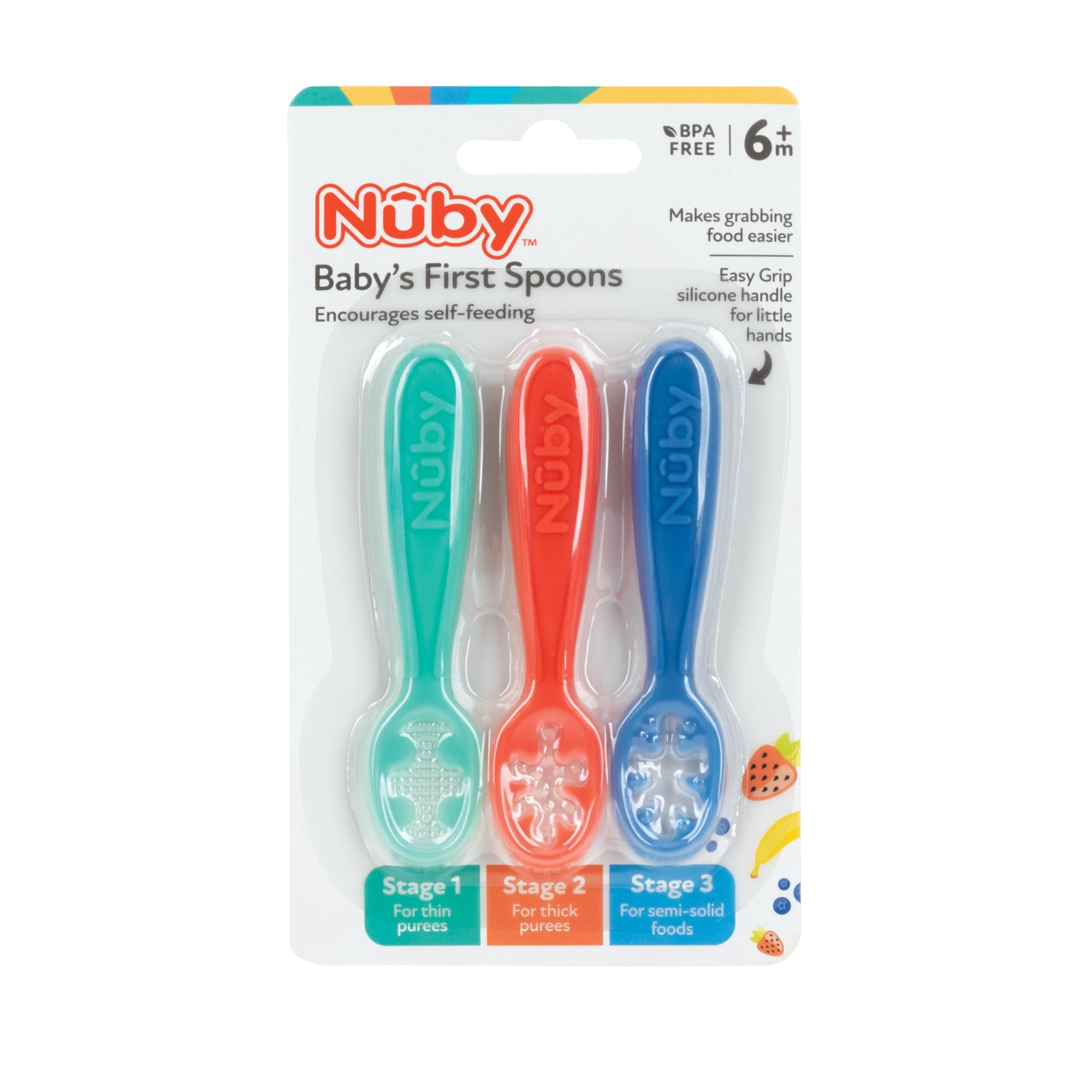 Juego de Cucharas Nuby Verde Silicona fácil de Agarrar para Bebé 6+ Meses