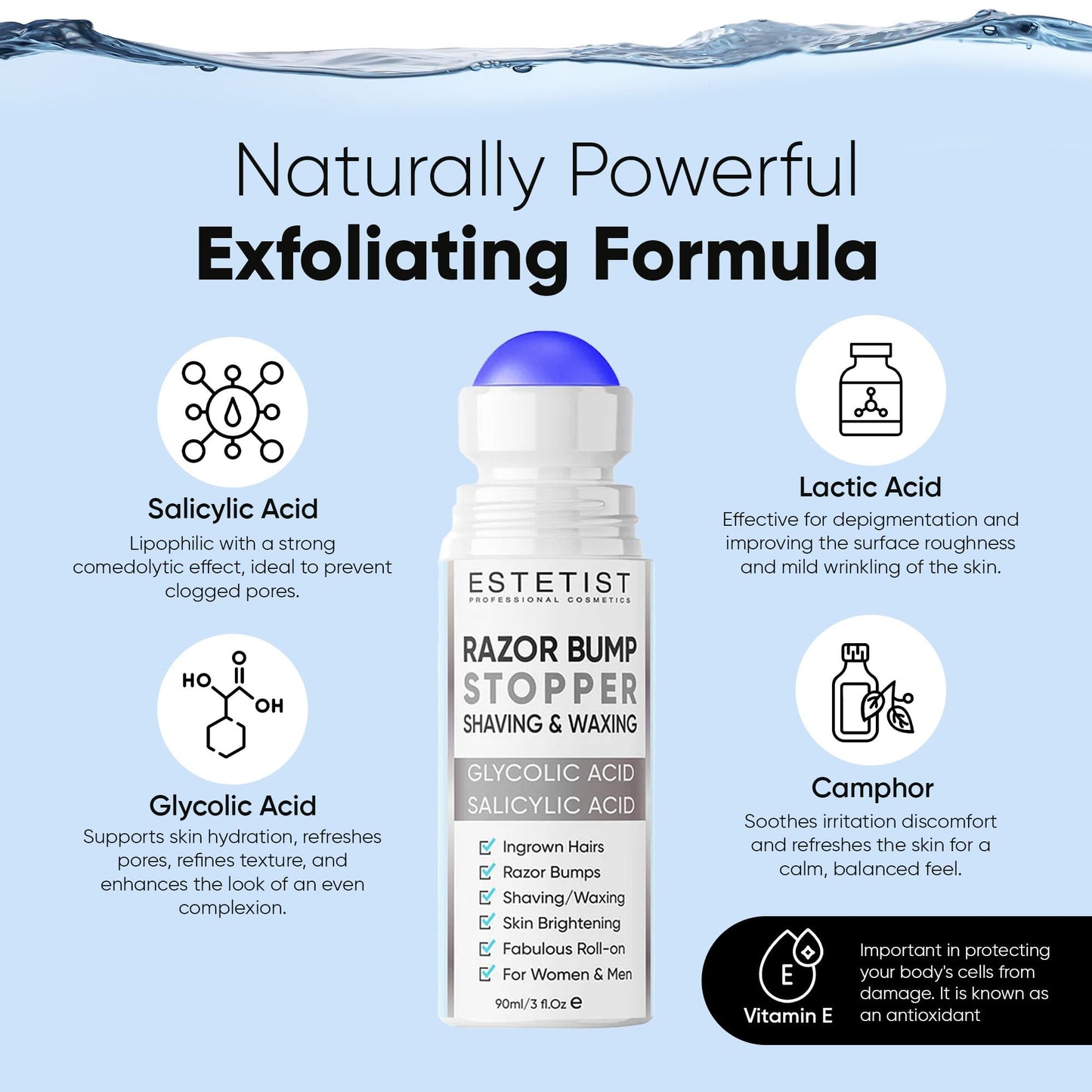ESTETIST- Solución para detener los vellos encarnados con afeitadora Tratamiento para el cuidado de la piel del rostro, el cuello, la zona del bikini y las piernas
