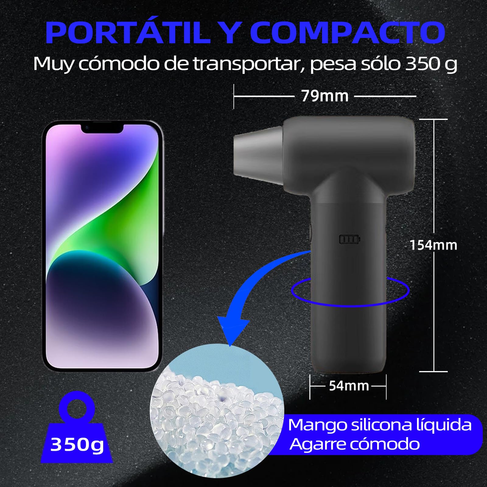 Plumero Aire Comprimido UTJCNVC 180000 RPM potente inalámbrico 9000 mAh para Automóvil hogar y limpieza de teclado y PC