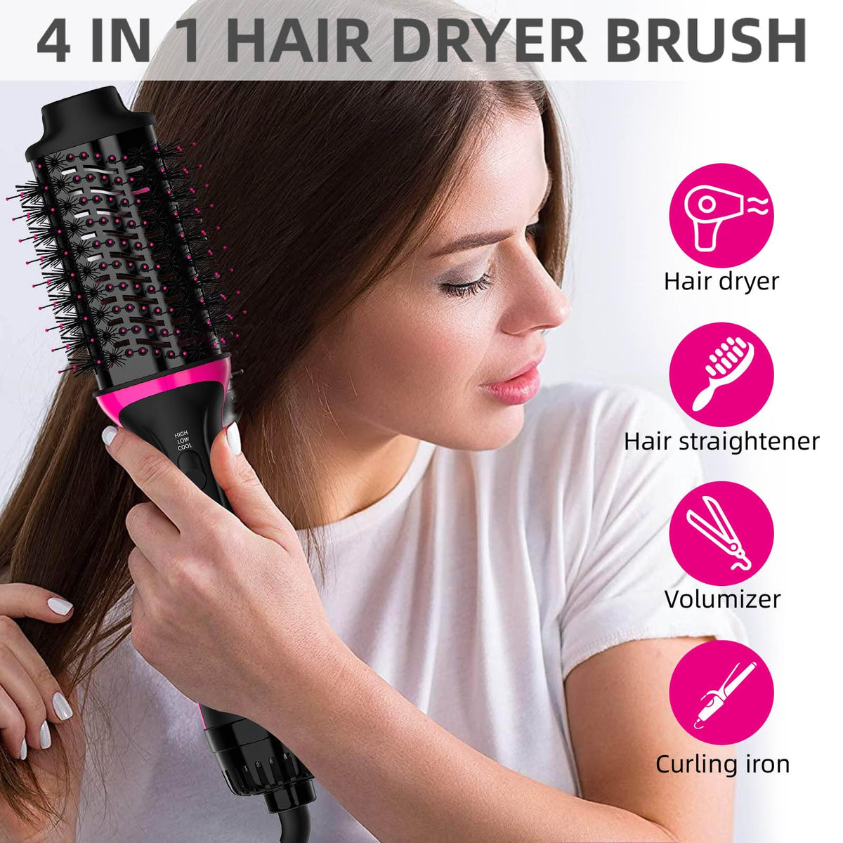 Cepillo Secador de Pelo Plus 2.0 Doble Voltaje Enchufe Europeo Un Solo Paso y Volumizador para Viajes Europeos